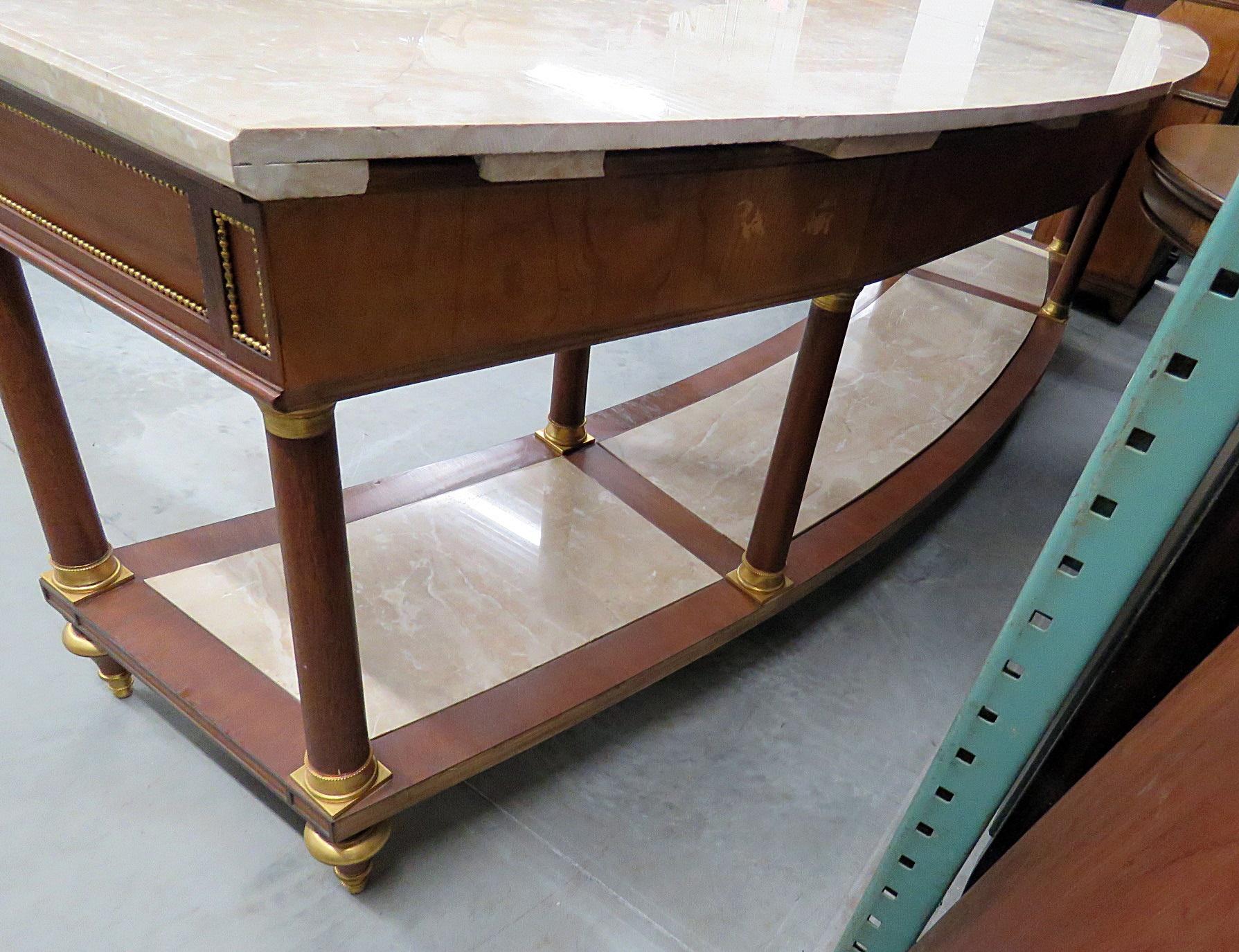 Monumental Curved Maison Jansen Louis XVI Reception Counter Console Table In Good Condition For Sale In Swedesboro, NJ