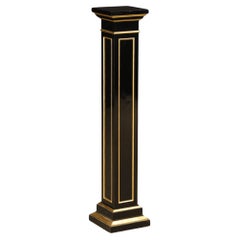 Maison Jansen Ebonized Black and Gilt Gold Pedestal Column, 1940s Paris, Signed