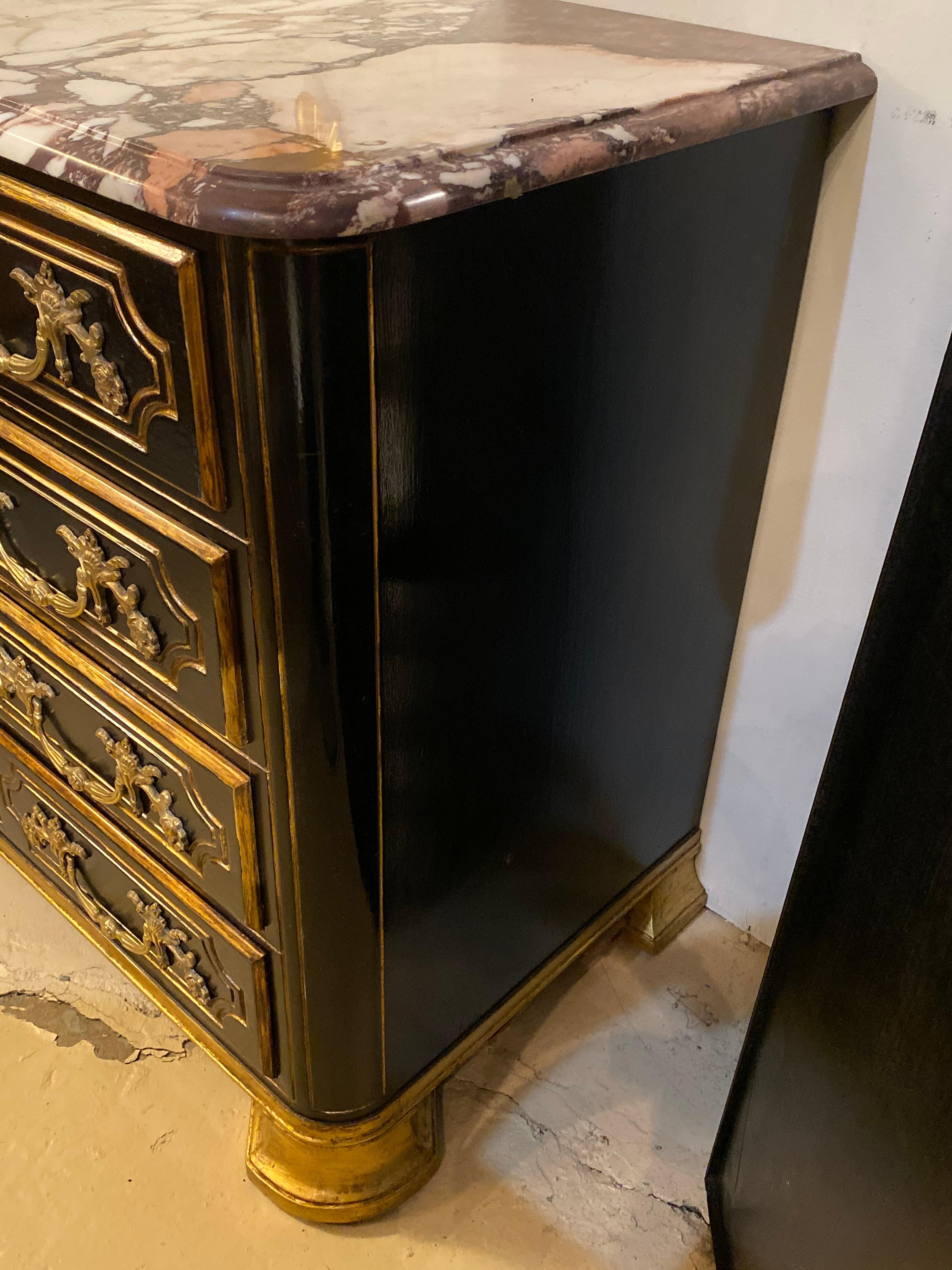 Maison Jansen Ebonized French Directoire Style Marble-Top Chest of Drawers  11