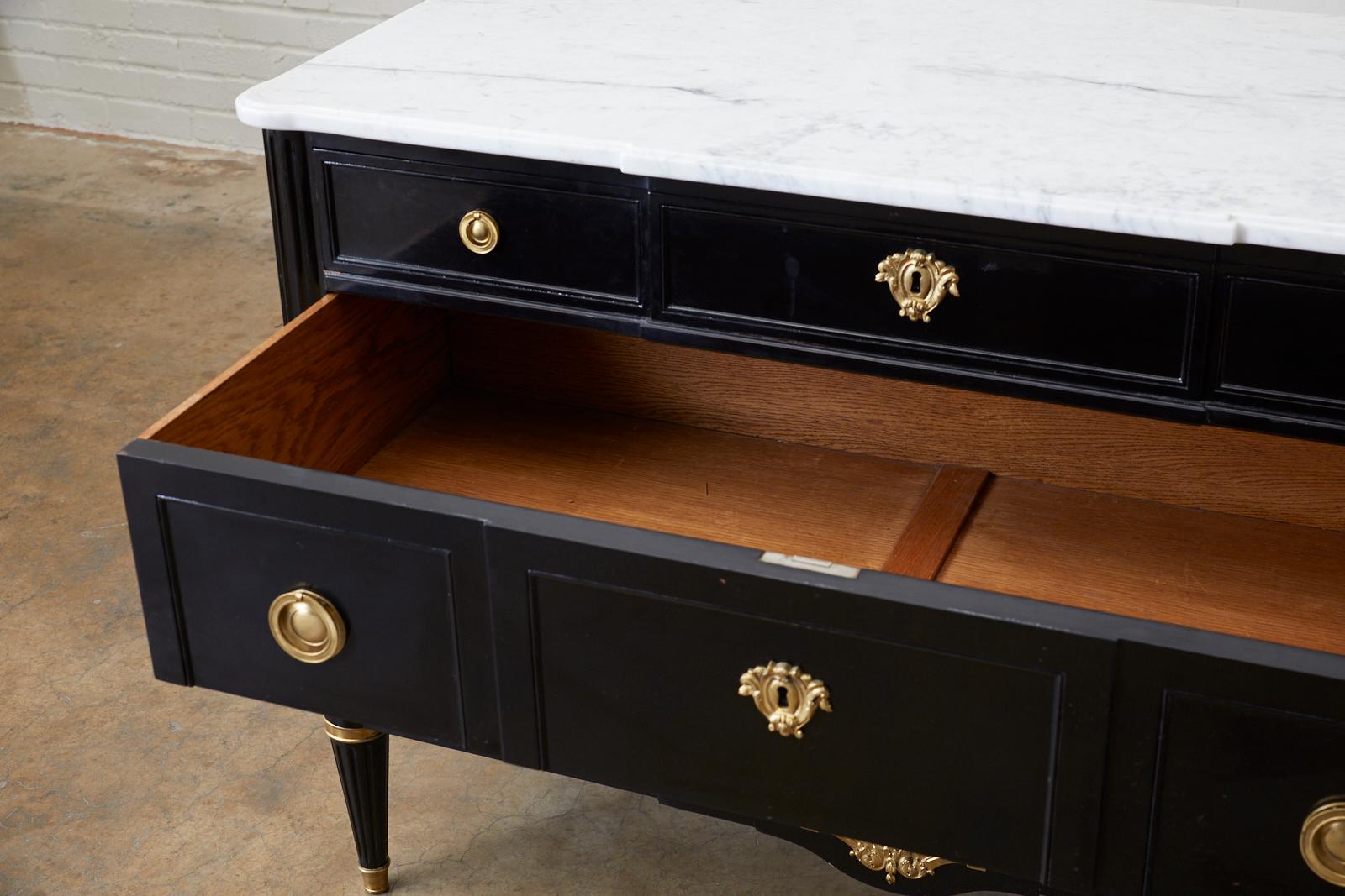 Maison Jansen Ebonized Marble Top Commode Escritoire 3