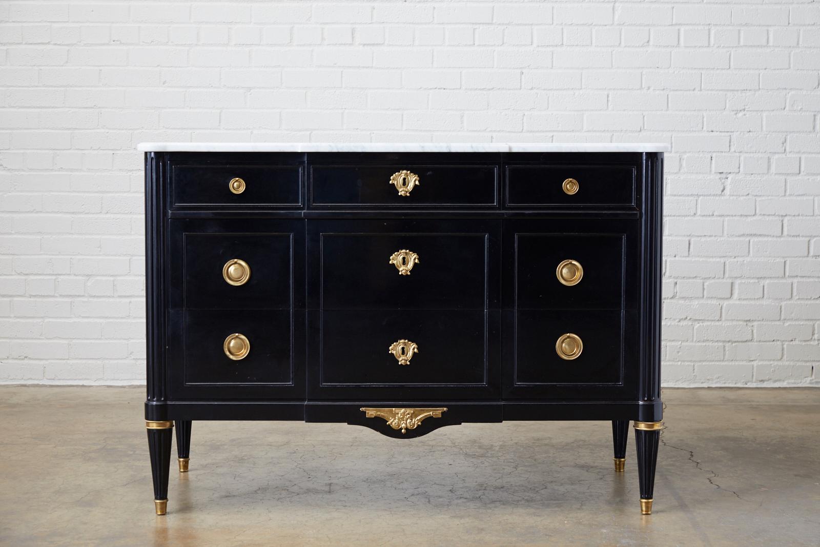 Maison Jansen Ebonized Marble Top Commode Escritoire 4