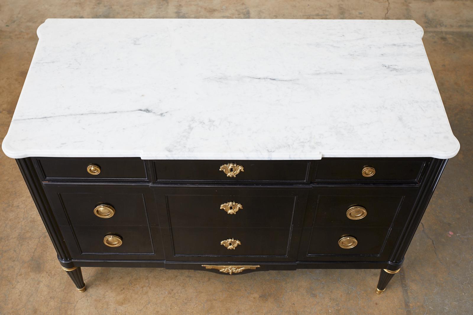 Maison Jansen Ebonized Marble Top Commode Escritoire In Good Condition In Rio Vista, CA