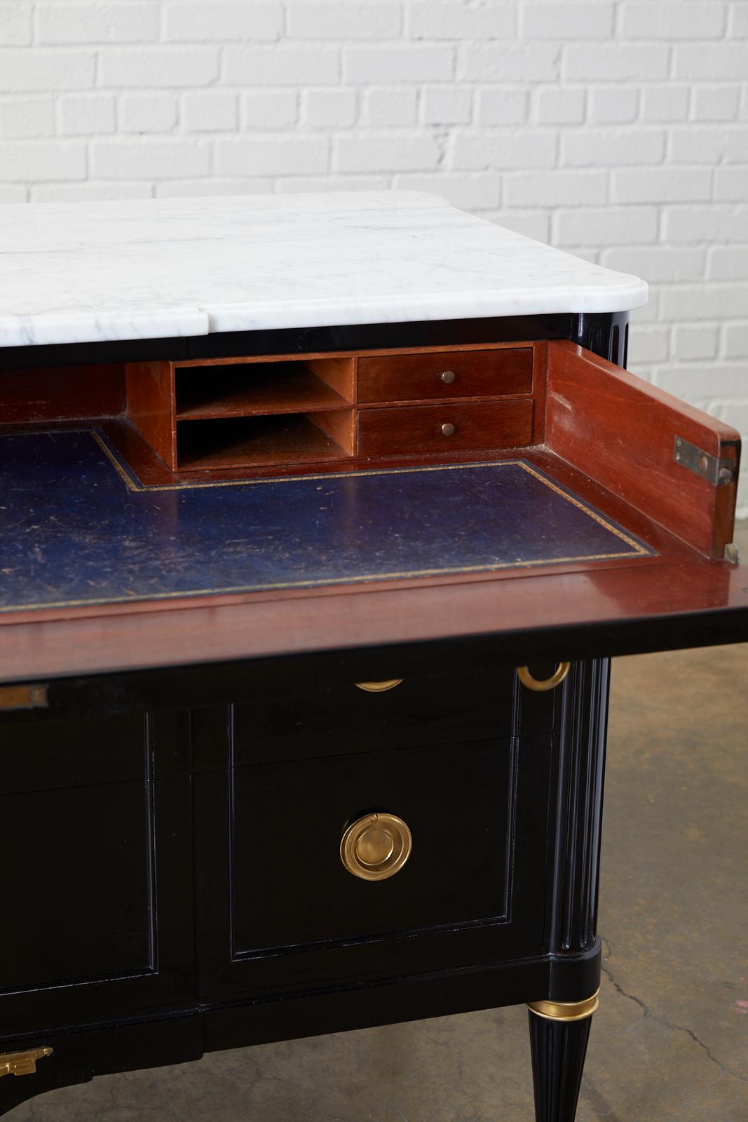 20th Century Maison Jansen Ebonized Marble Top Commode Escritoire