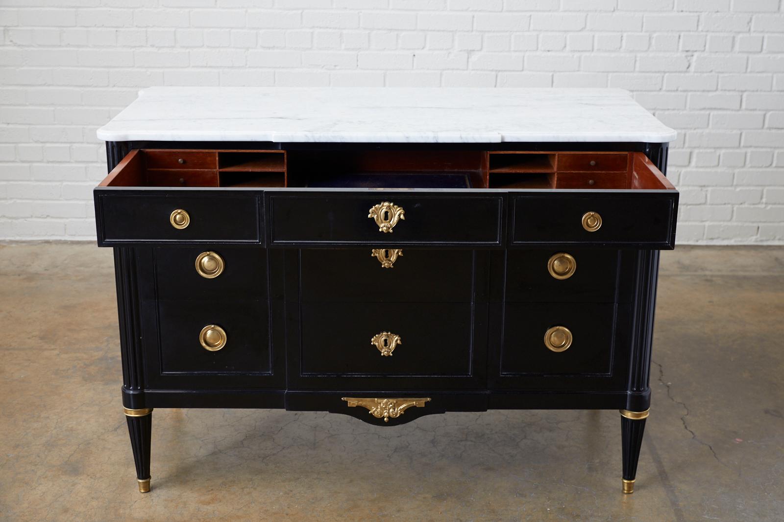 Maison Jansen Ebonized Marble Top Commode Escritoire 2