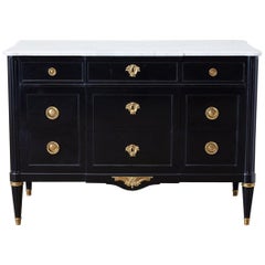 Maison Jansen Ebonized Marble Top Commode Escritoire
