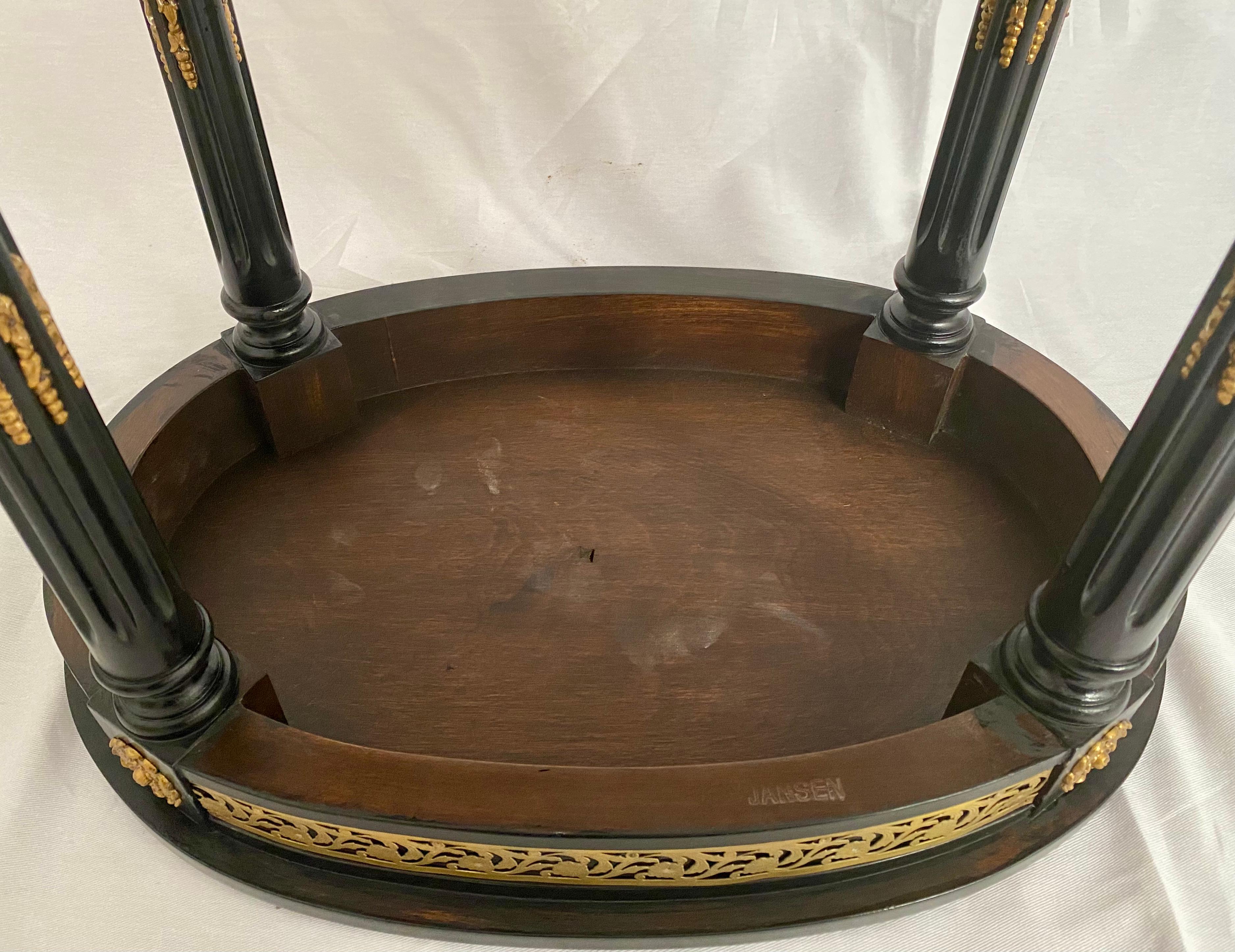 Maison Jansen Ebonized Pair of Stamped Side Tables, Hollywood Regency, French 10