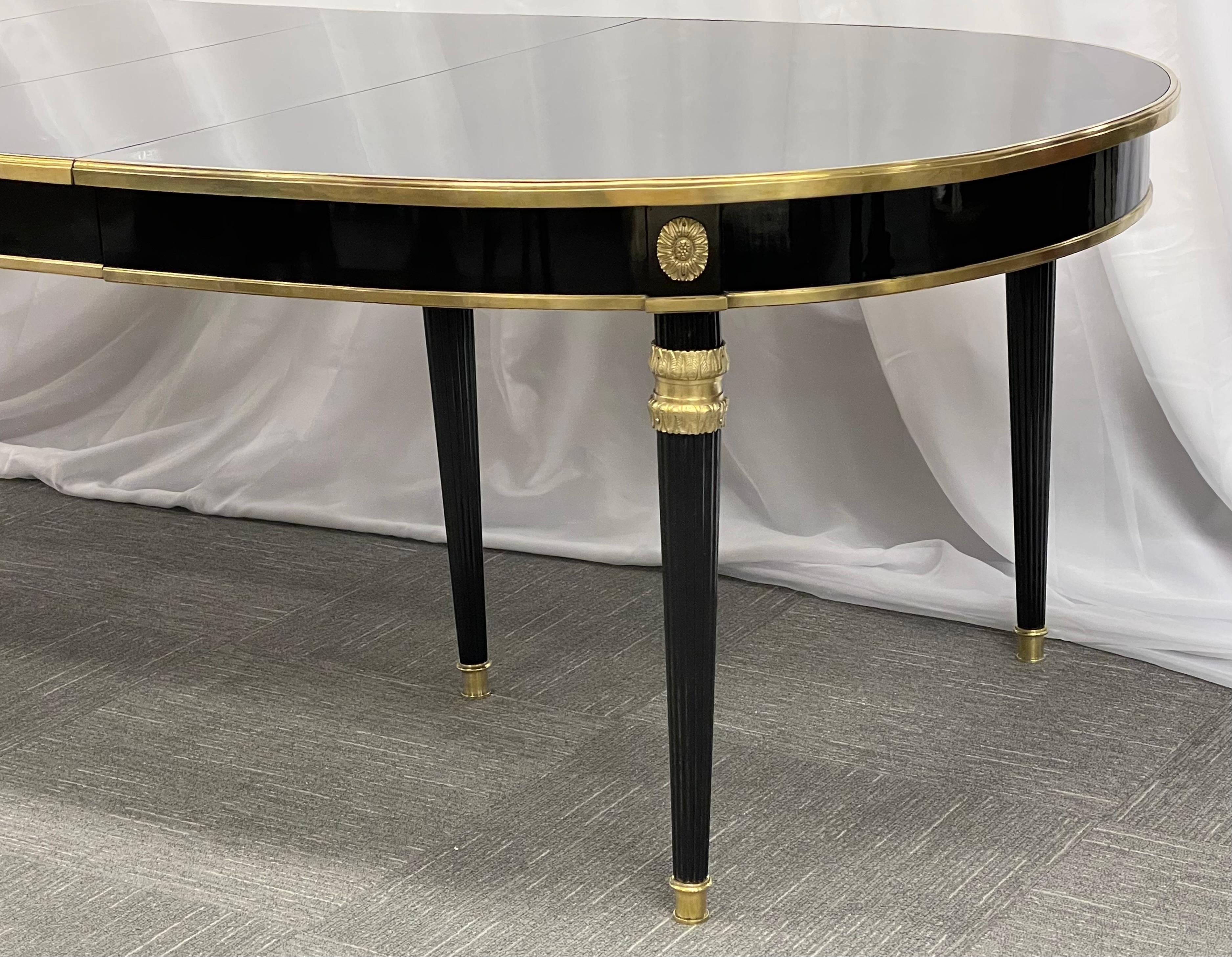 Mid-20th Century Maison Jansen Ebony Dining Table. Louis XVI Style 2 Leaves For Sale