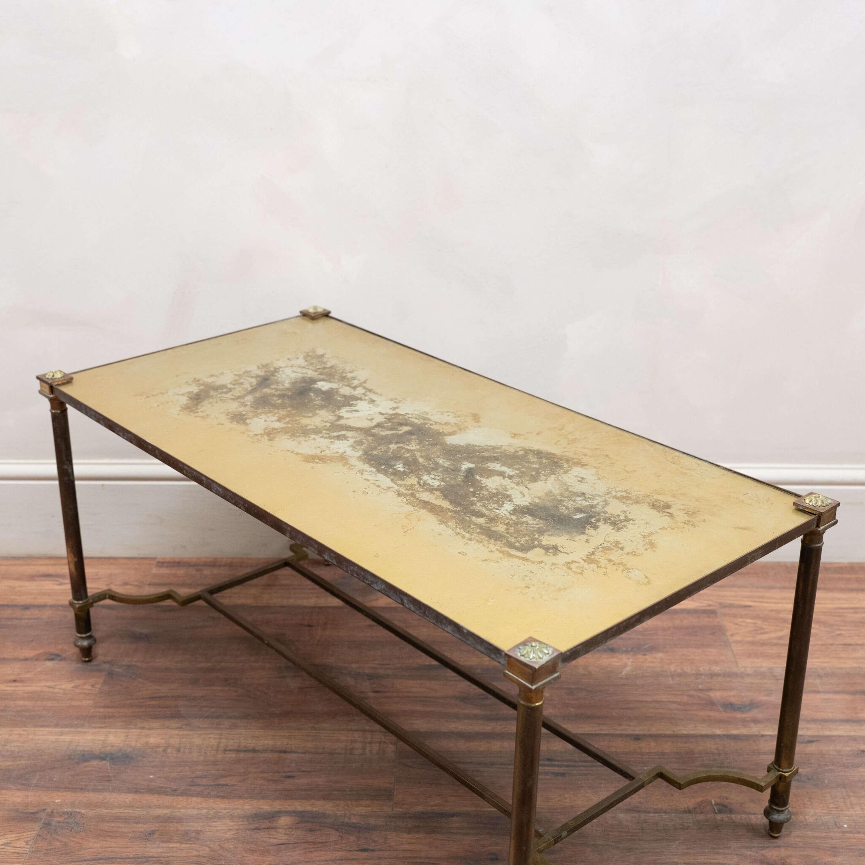 Maison Jansen Table basse en verre églomisé et laiton Bon état - En vente à Southampton, GB