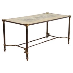 Vintage Maison Jansen Églomisé Glass and Brass Coffee Table