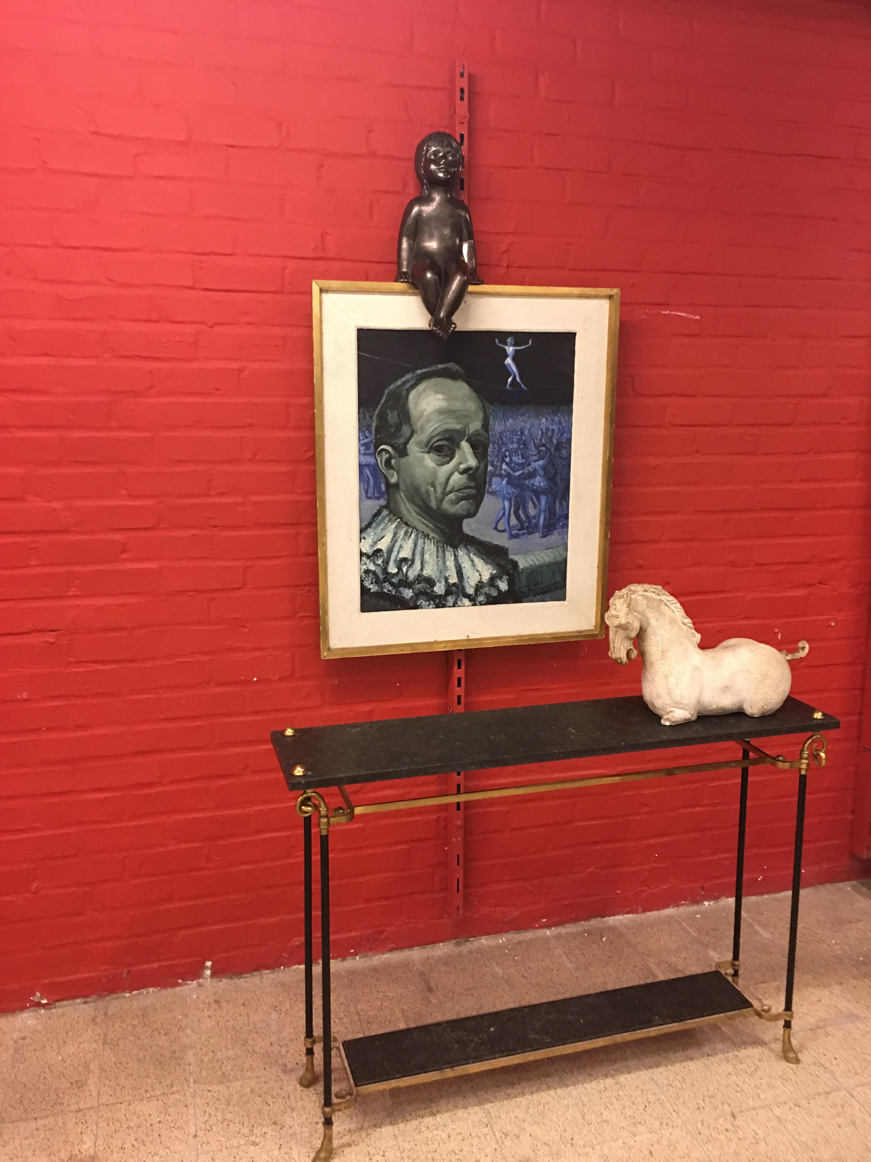 Elegant Console Table in Bronze, Brass and Marble, attr. Maison Janse circa 1950 For Sale 6