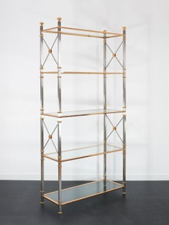 Maison Jansen - Etagère néoclassique en métal et verre, vers 1970