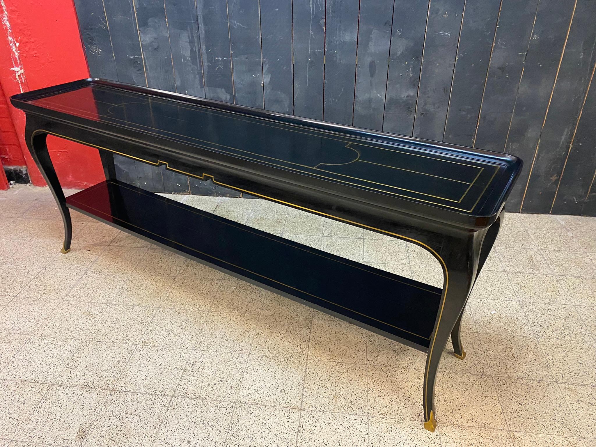Blackened Maison Jansen, Exceptional Large Neo Classic Console Table, circa 1950/1960 For Sale