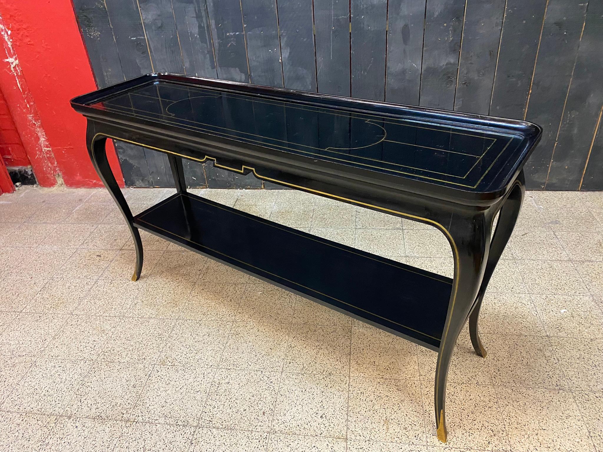 Wood Maison Jansen, Exceptional Neo Classic Console Table circa 1950/1960 For Sale