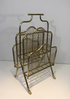 Maison Jansen, Außergewöhnlicher neoklassizistischer Zeitschriftenständer aus Messing, Frankreich, um 1940