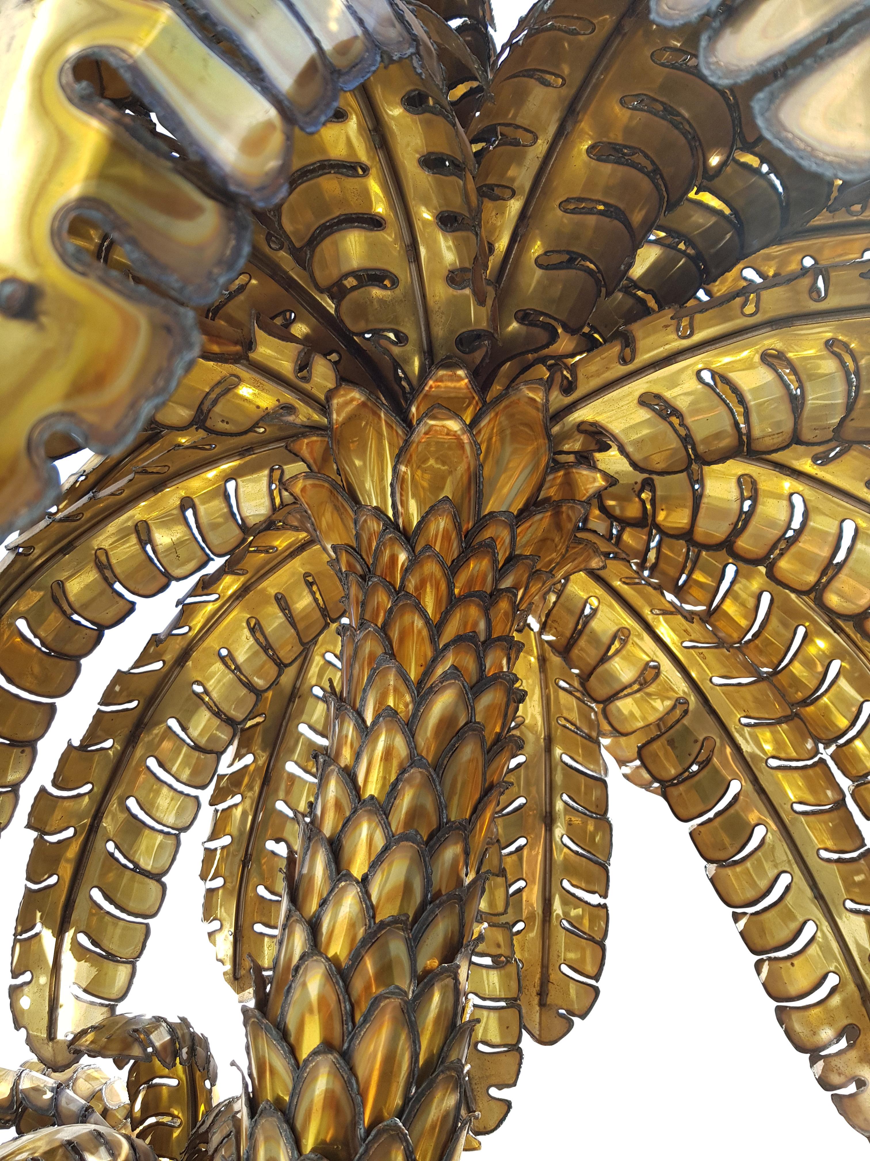 Hollywood Regency Maison Jansen Extra Large Brass Palm Tree Floor Lamp
