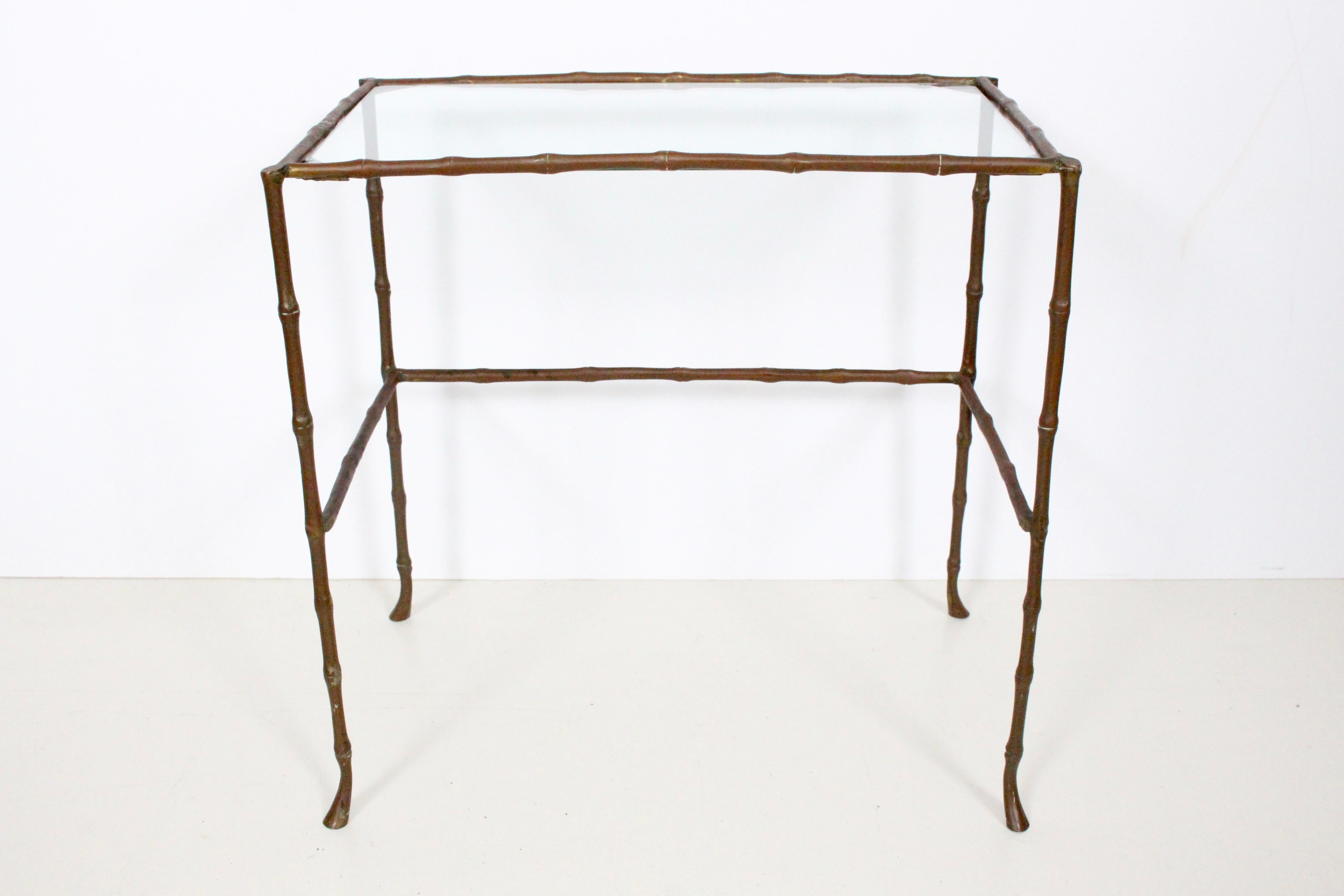 Maison Jansen Faux Bamboo Brass and Glass Occasional Table 3