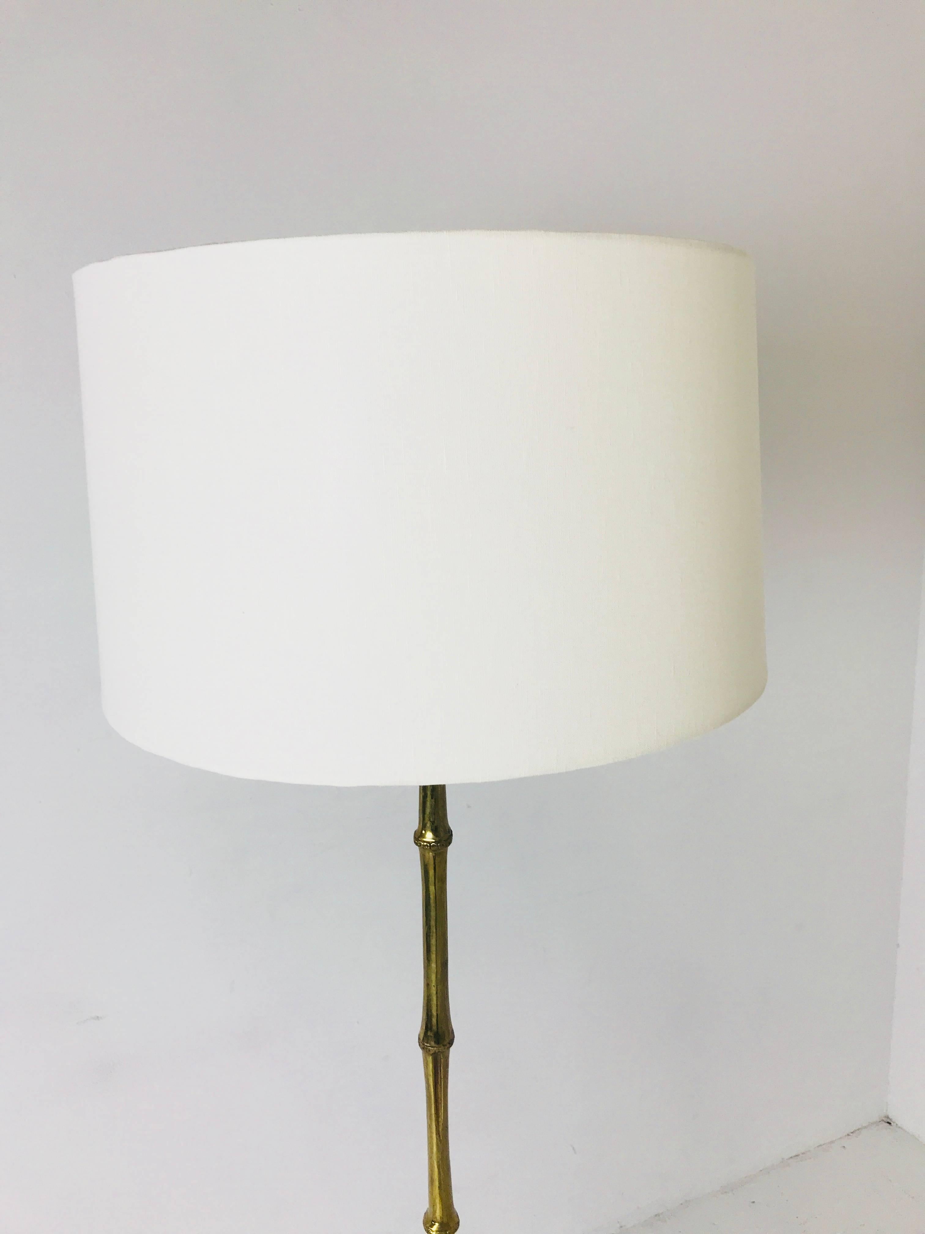 Lampada da terra in ottone in finto bambù di Maison Jansen 2