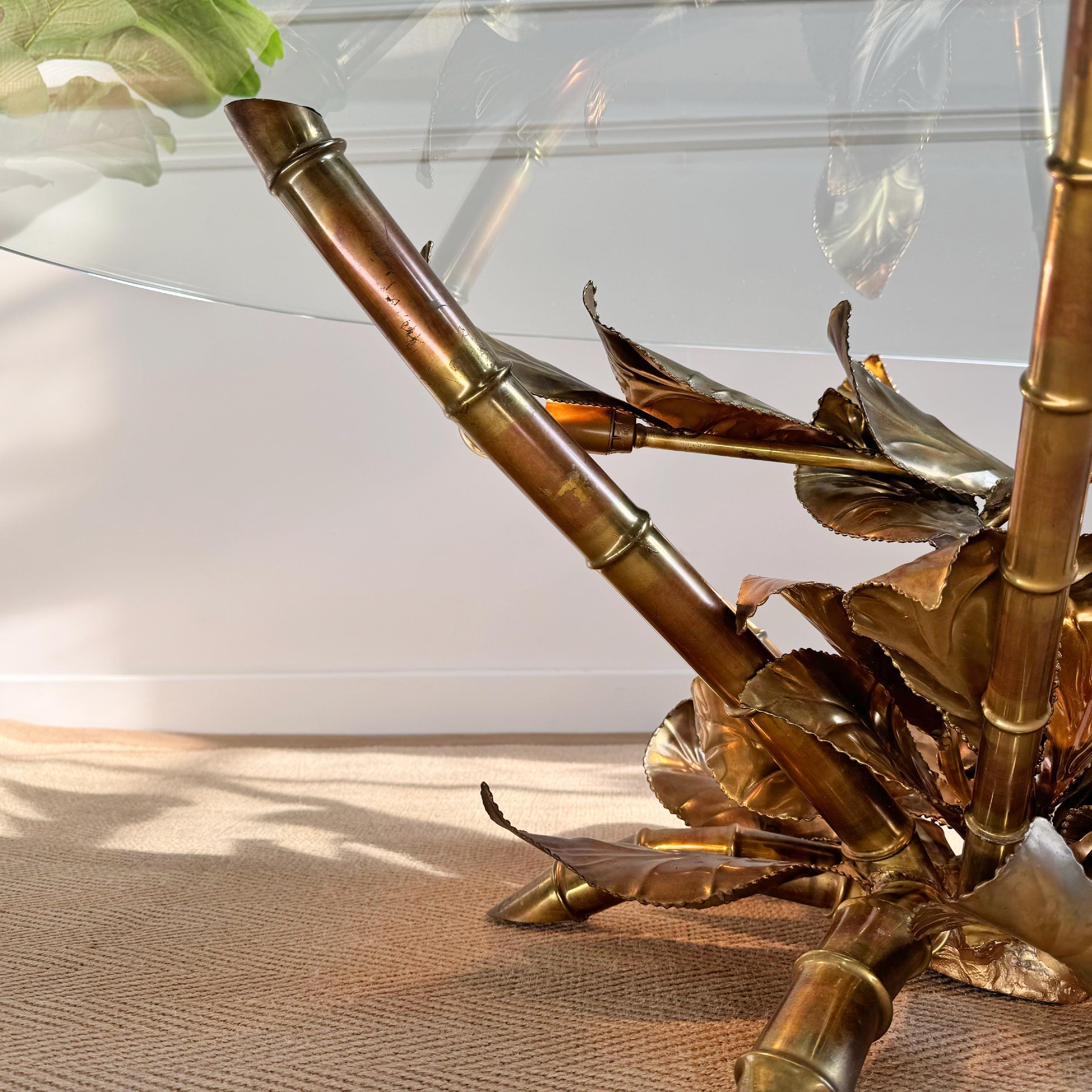 Maison Jansen, beleuchteter Goldtisch aus Kunstbambus, 1970er Jahre im Angebot 2