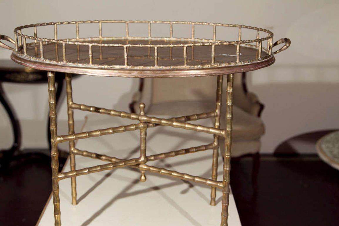 Argentine Maison Jansen Faux Bamboo Tray Top Table For Sale