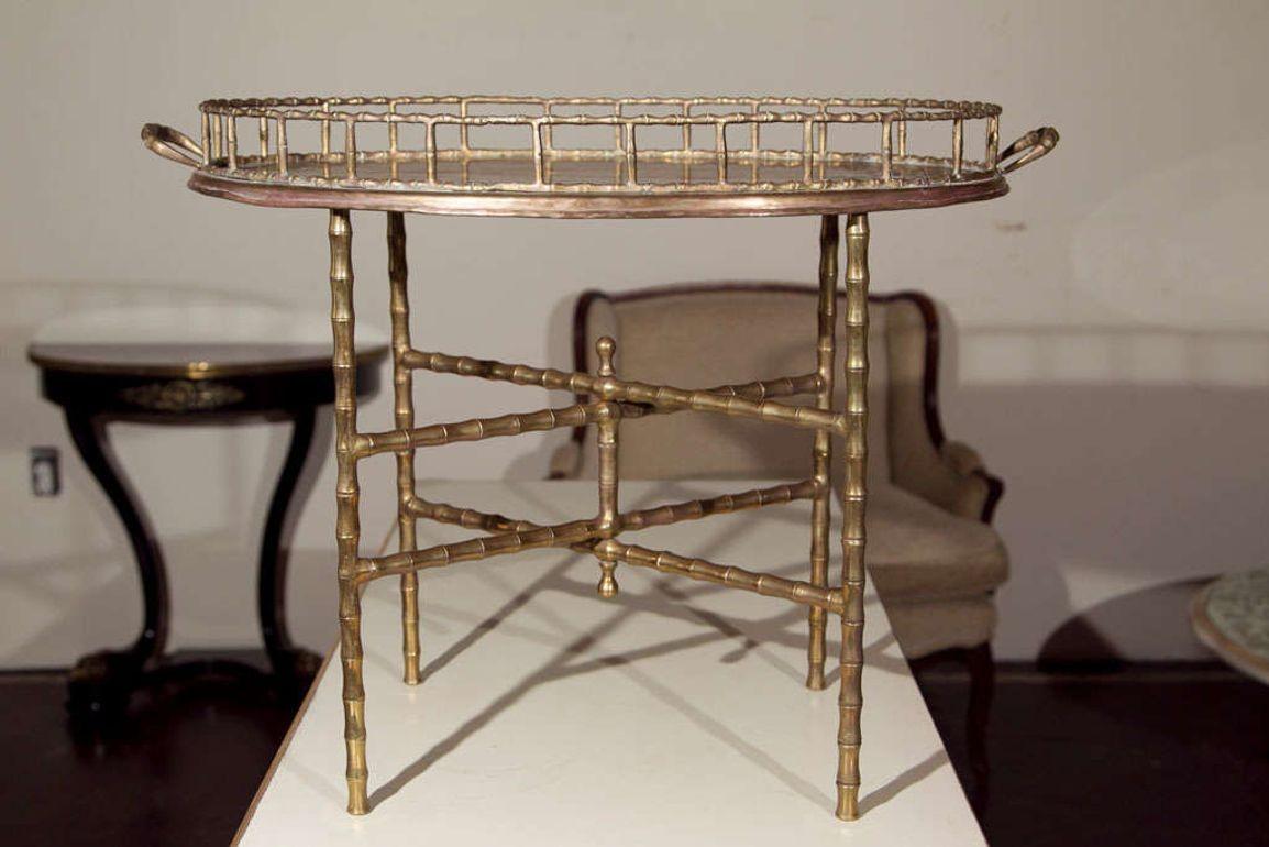 Maison Jansen Faux Bamboo Tray Top Table In Good Condition For Sale In Stamford, CT