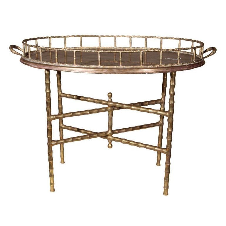 Maison Jansen Faux Bamboo Tray Top Table For Sale