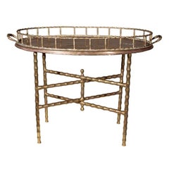 Retro Maison Jansen Faux Bamboo Tray Top Table