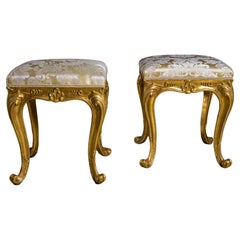 Paire de bancs de style Louis XV français dorés de la Maison Jansen