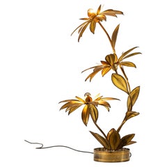 Maison Jansen Floral Brass Lamp, France 1970's