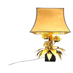 Maison Jansen Tischlampe mit Blumenmotiv, 1970er Jahre