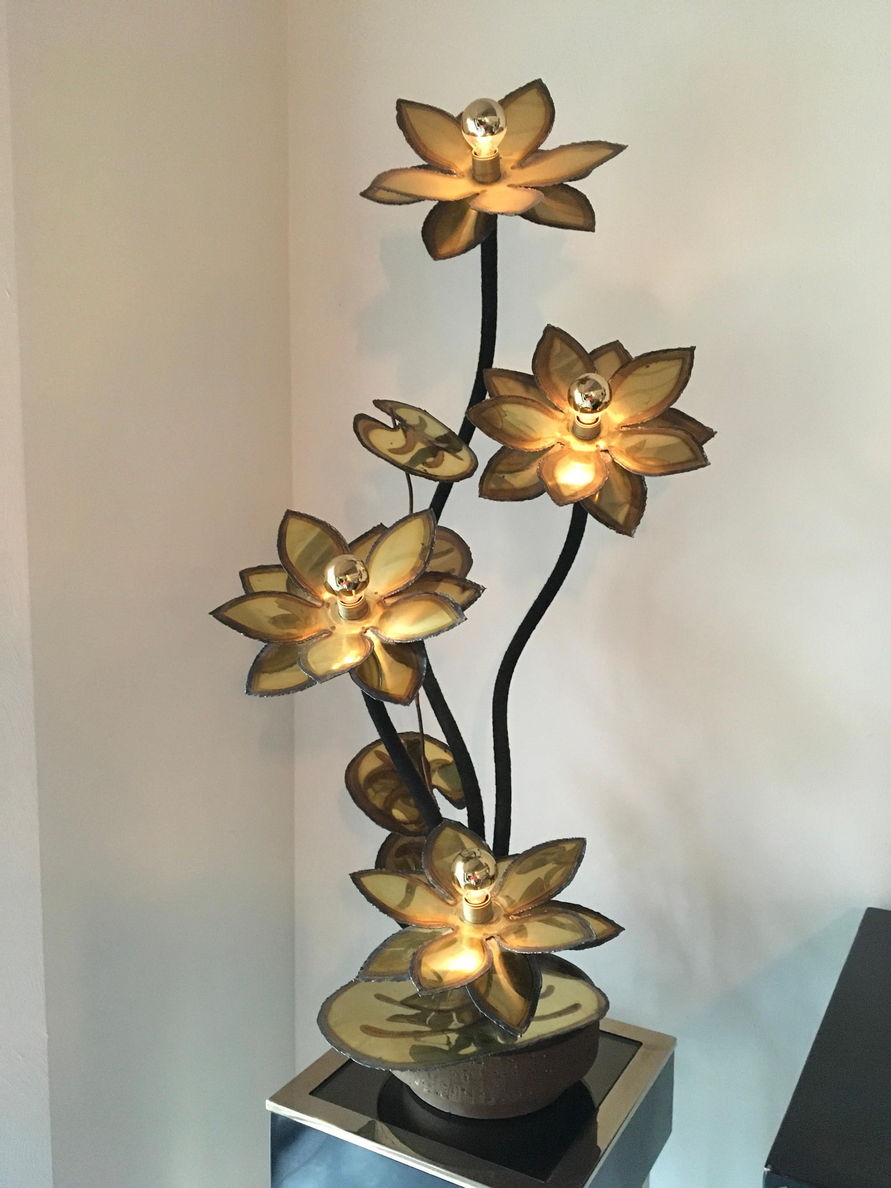 Blumen-Stehlampe oder Tischlampe mit 4 Blumen von Maison Jansen  im Angebot 3