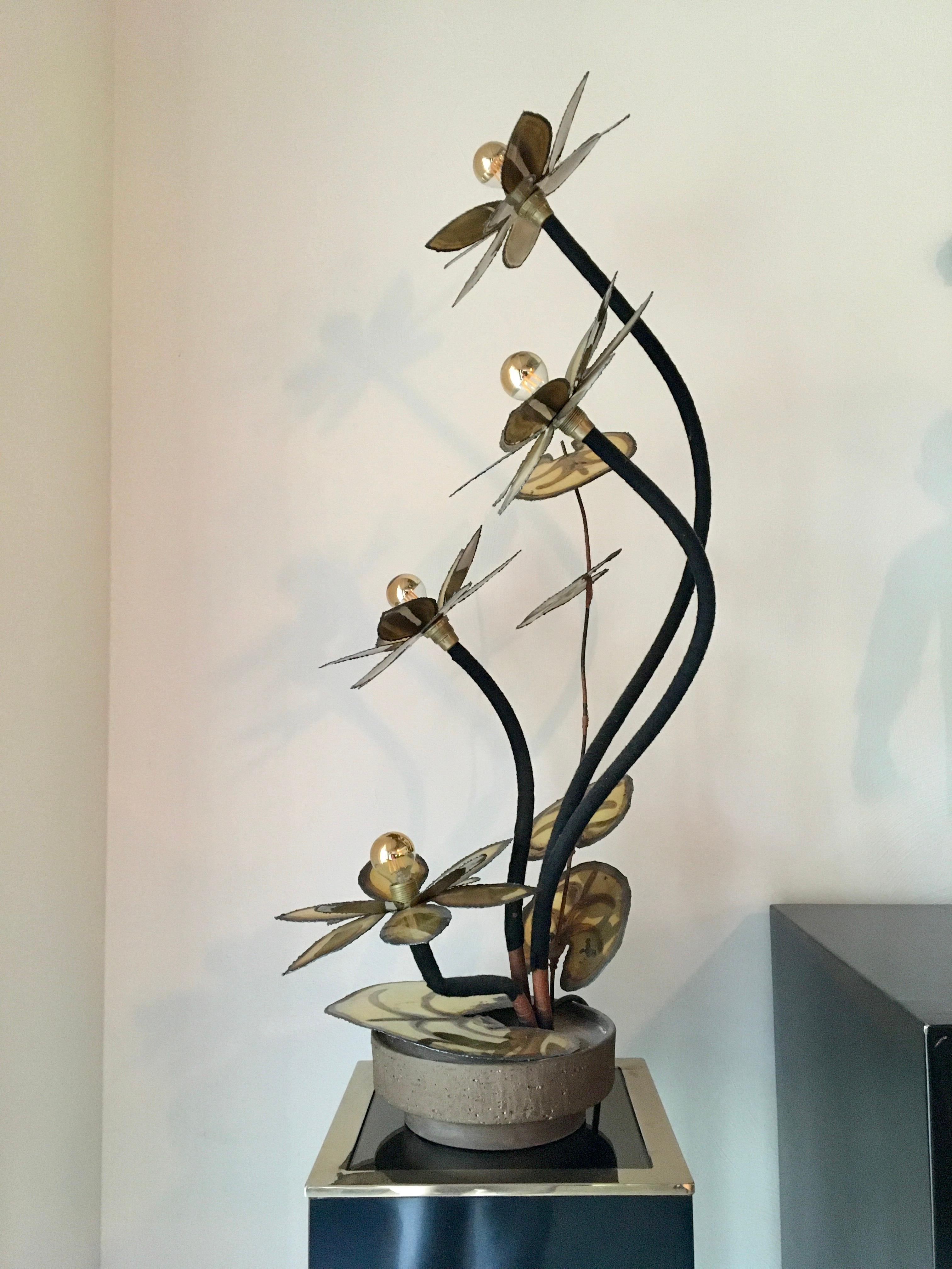 Blumen-Stehlampe oder Tischlampe mit 4 Blumen von Maison Jansen  im Angebot 7