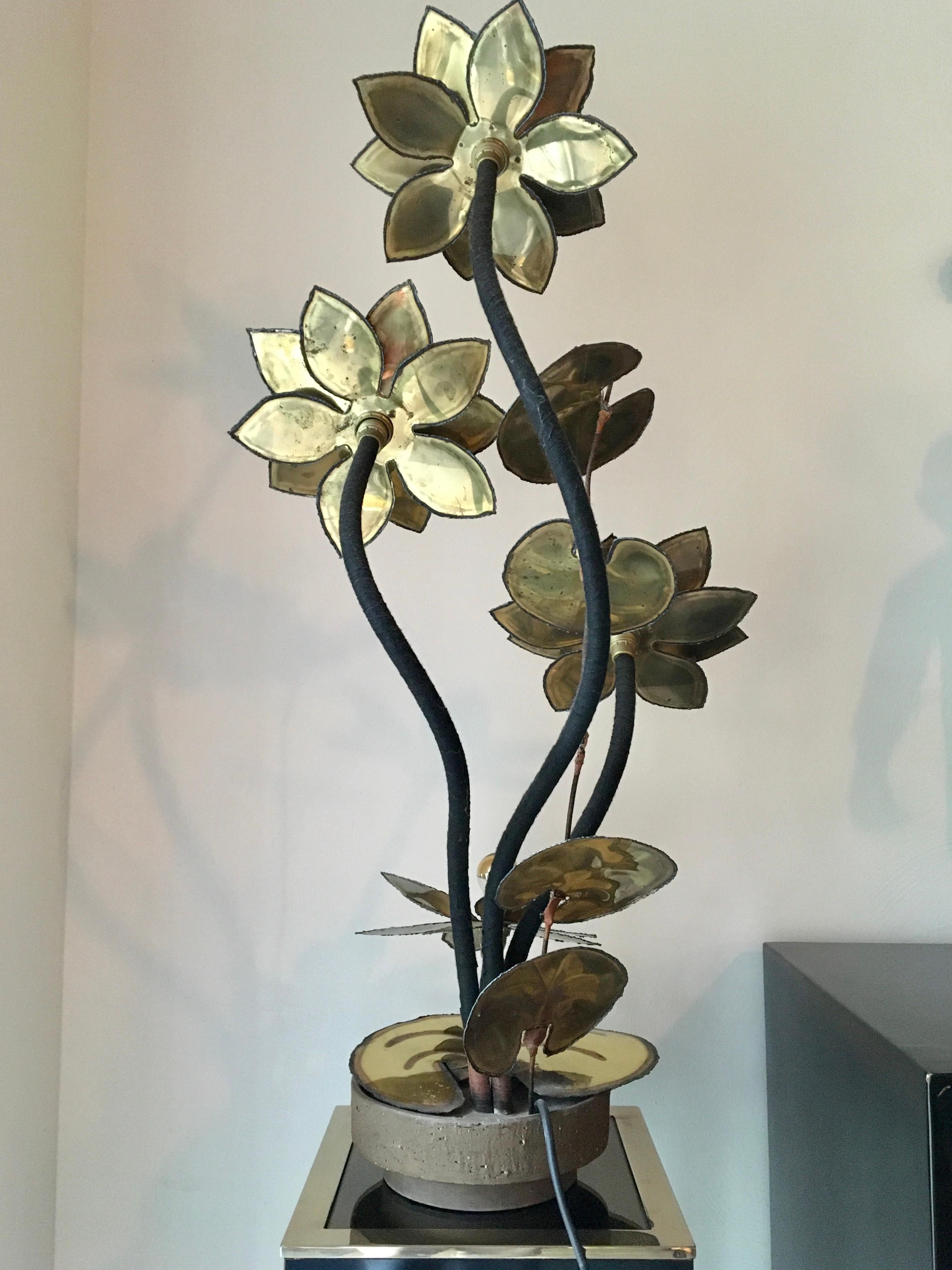 Blumen-Stehlampe oder Tischlampe mit 4 Blumen von Maison Jansen  im Angebot 8