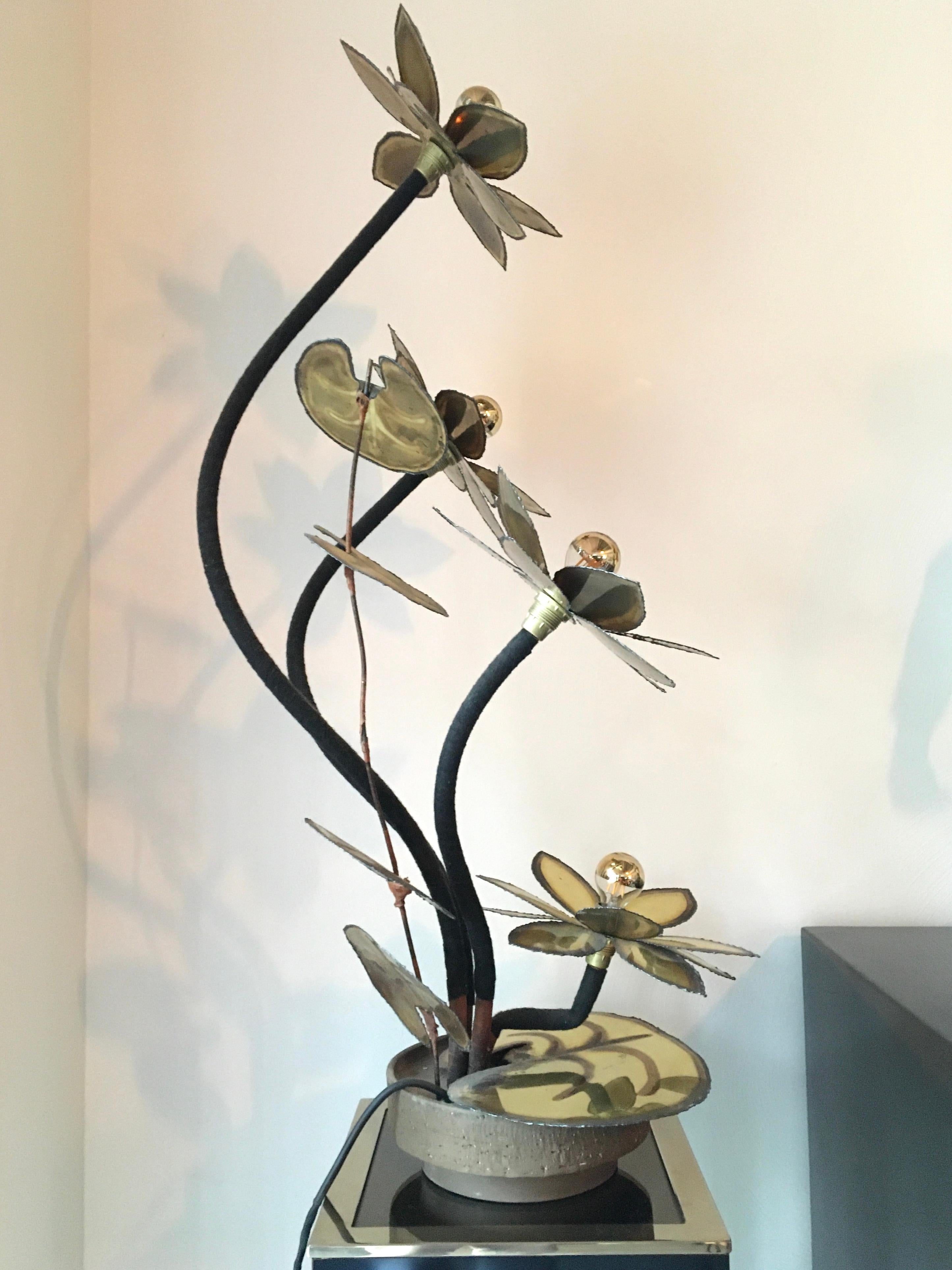 Blumen-Stehlampe oder Tischlampe mit 4 Blumen von Maison Jansen  im Angebot 10
