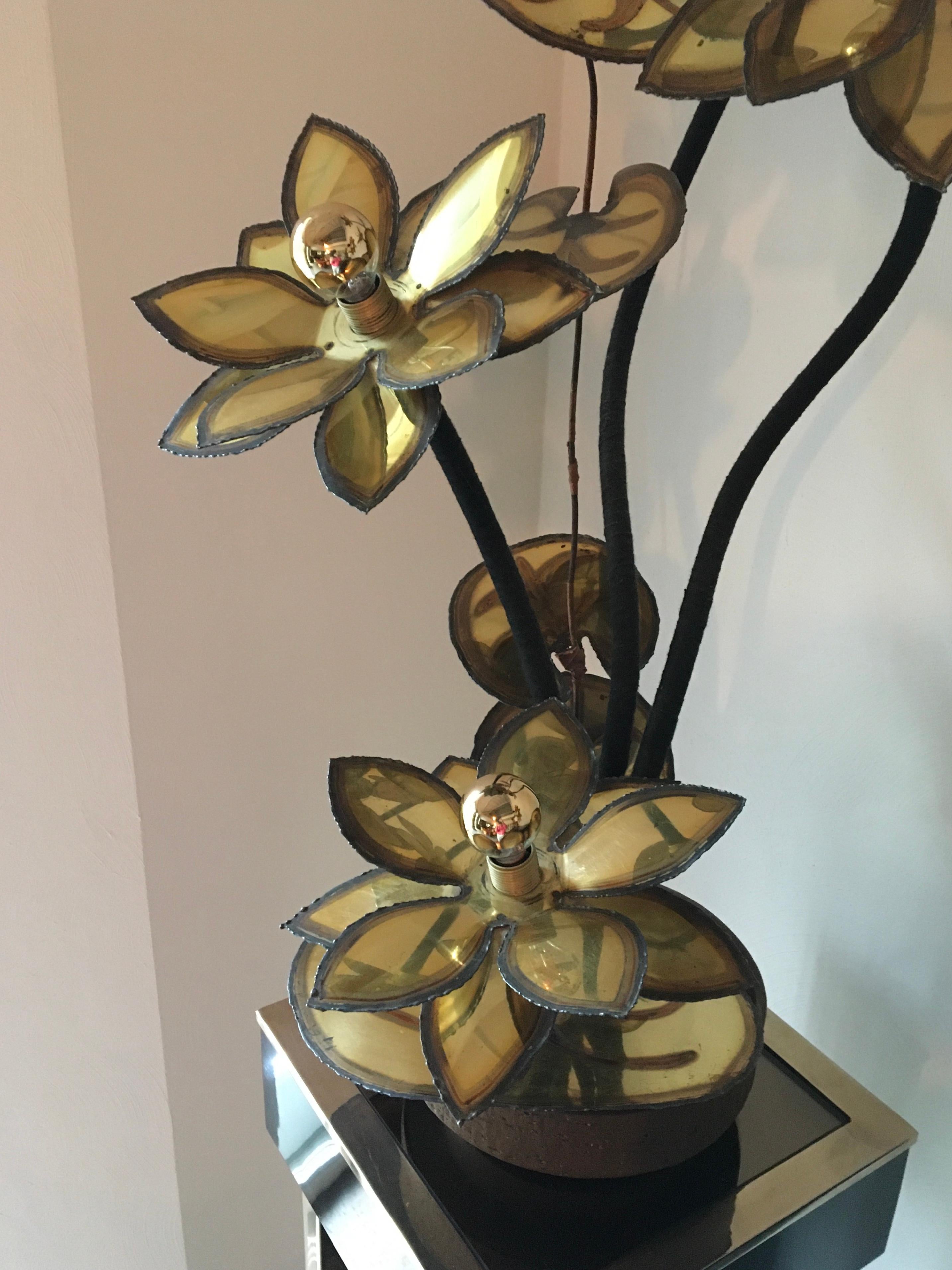 20th Century Maison Jansen Flower Floor Lamp or Table Lamp with 4 flowers  For Sale
