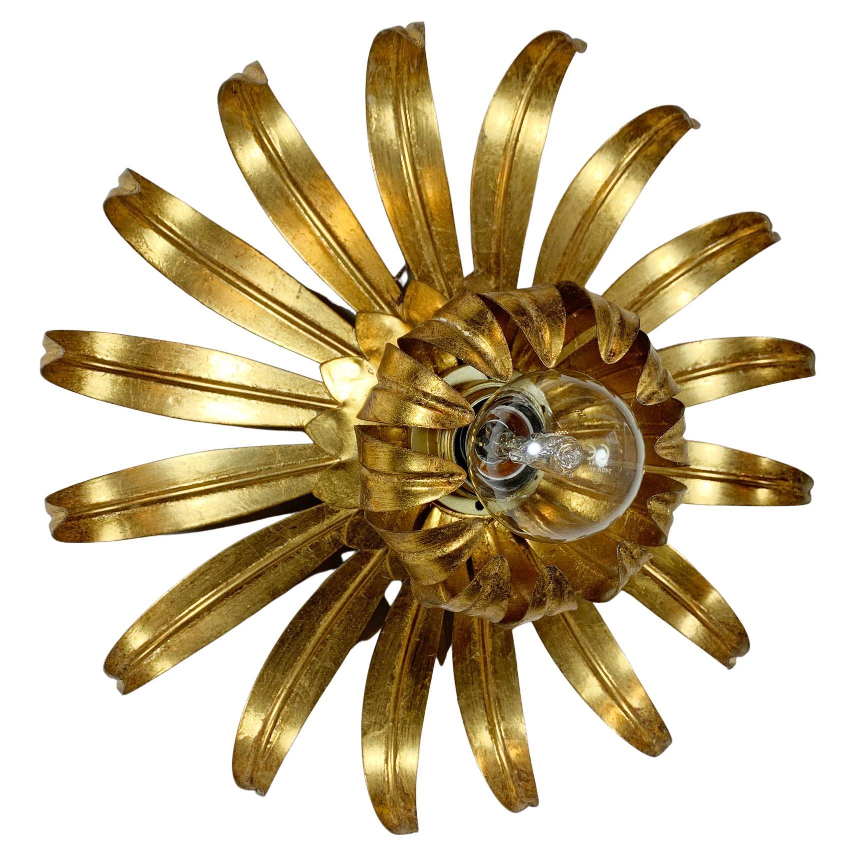 Maison Jansen Gold Flower Flush Light