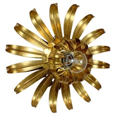 Vintage Maison Jansen Gold Flower Flush Light