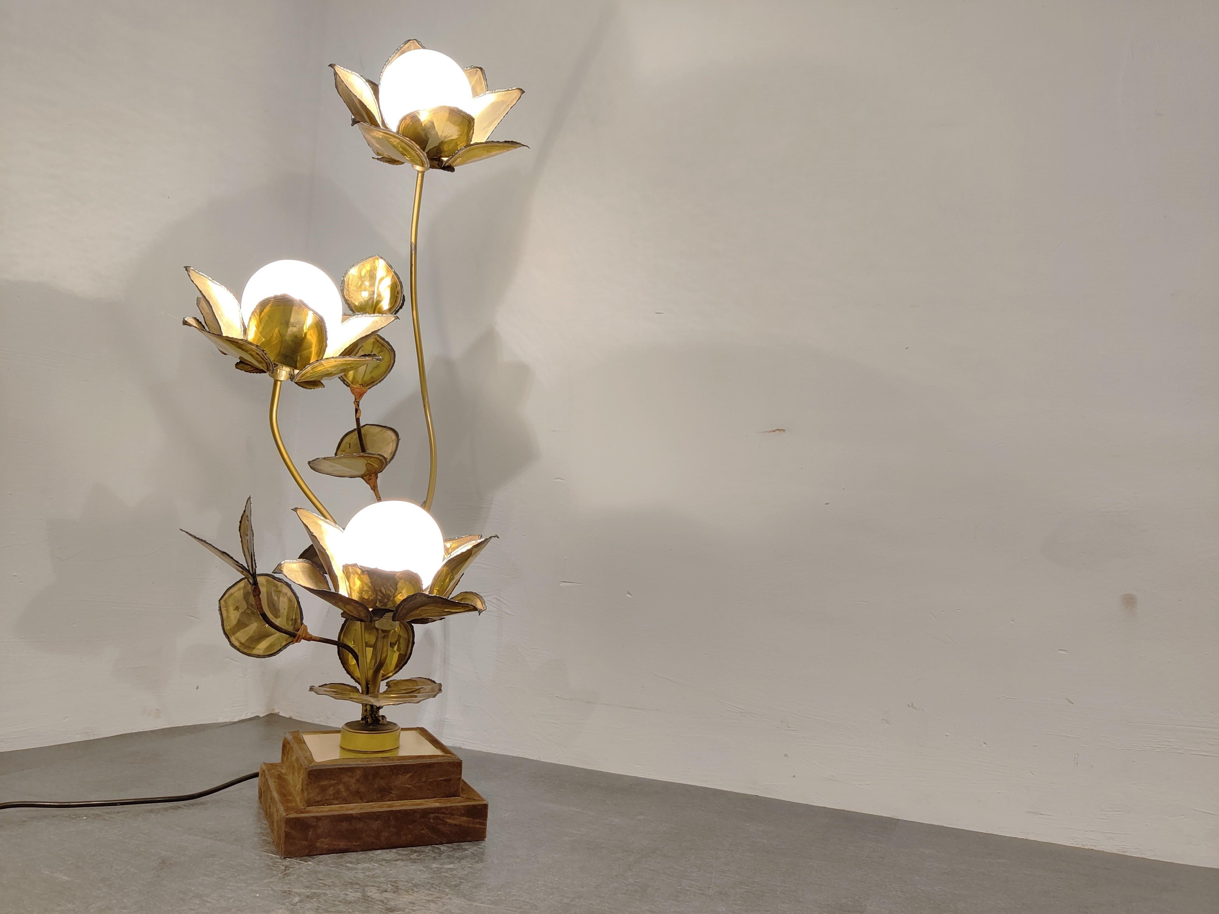 Maison Jansen Flower Lamp, 1970s In Good Condition In HEVERLEE, BE