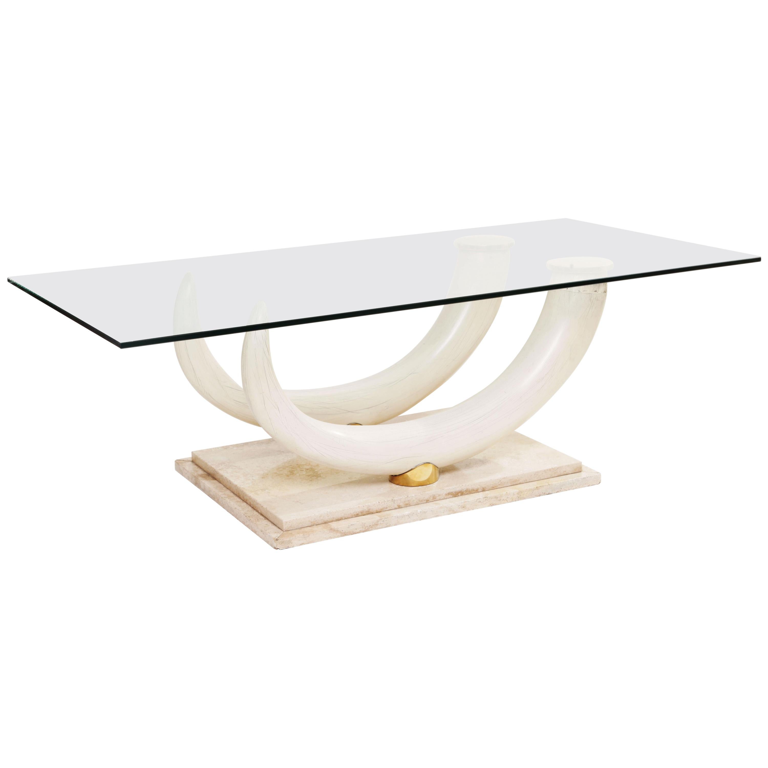 Maison Jansen for Ralph Pucci Collections Italy Faux Elephant Tusk Coffee Table For Sale