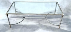 Maison Jansen French Brass and Polished Steel Cocktail Table