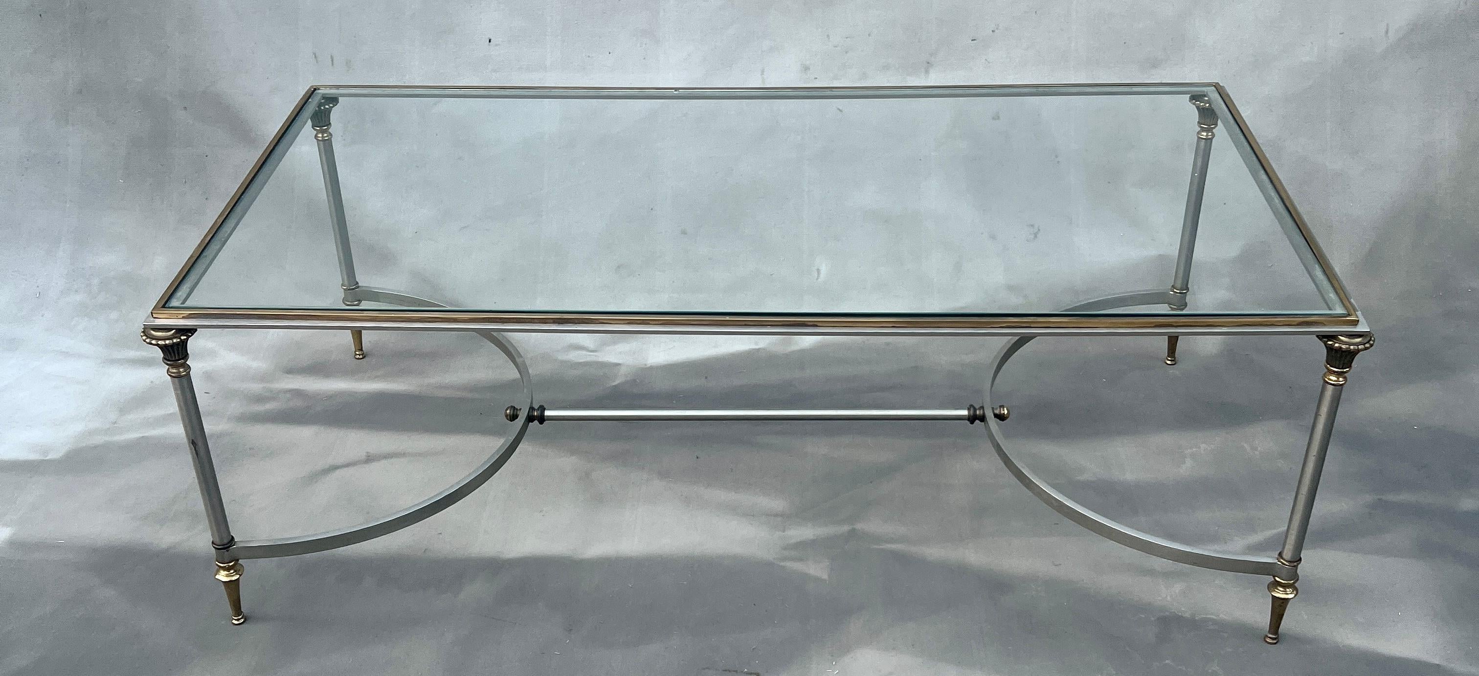 Maison Jansen Table Cocktail en laiton français et acier poli Bon état - En vente à Los Angeles, CA
