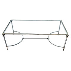 Maison Jansen French Brass and Polished Steel Cocktail Table