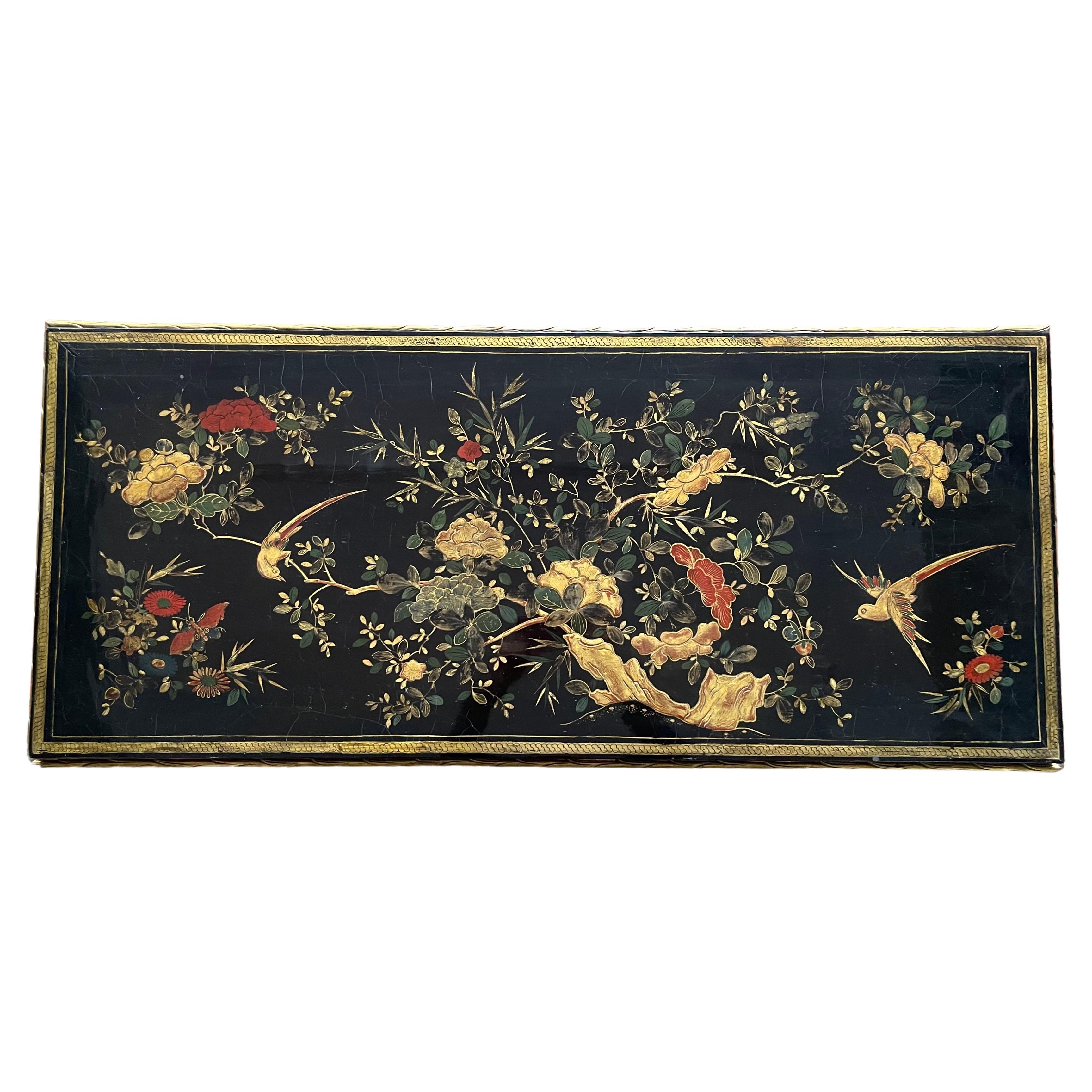 Maison Jansen French Brass & Gilt Black Lacquer Coffee Table 'Mid 20th Century' For Sale