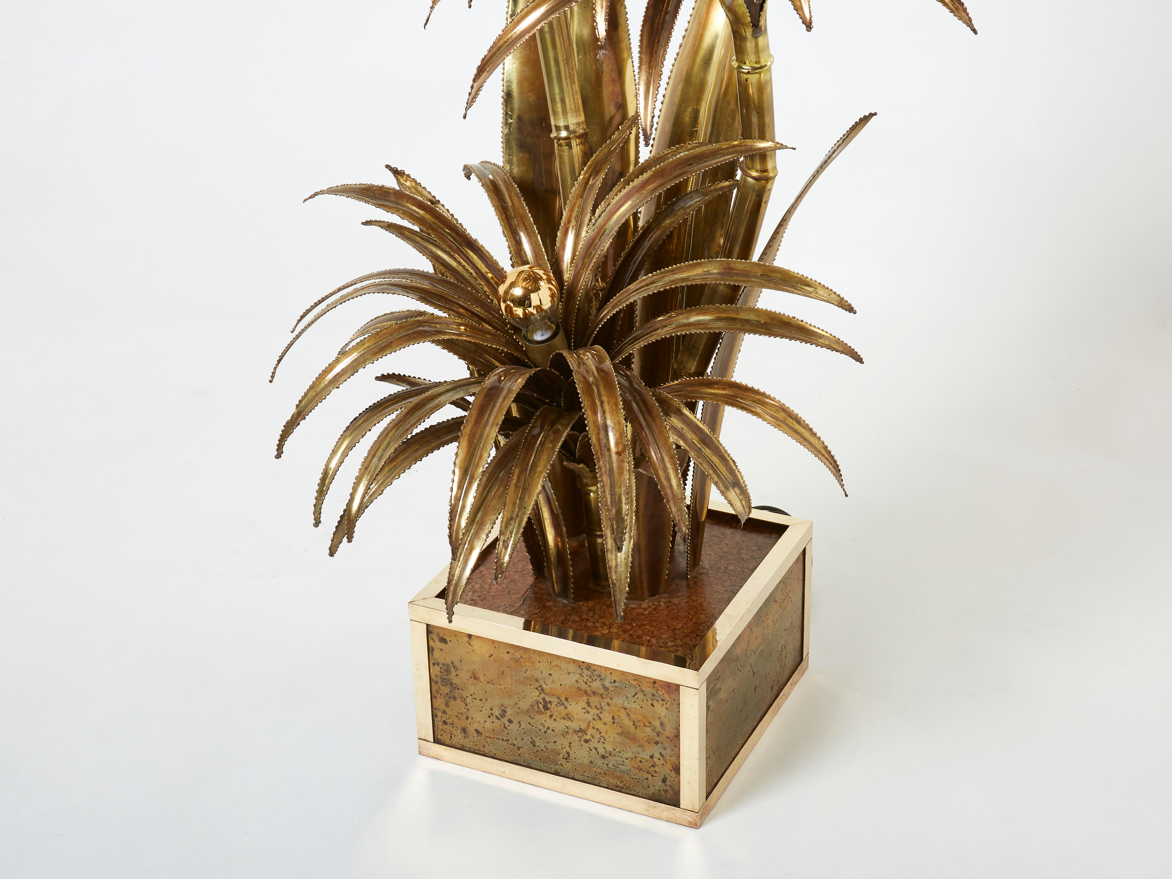 Late 20th Century Maison Jansen French Brass Palm Tree Floor Lamp 1970s