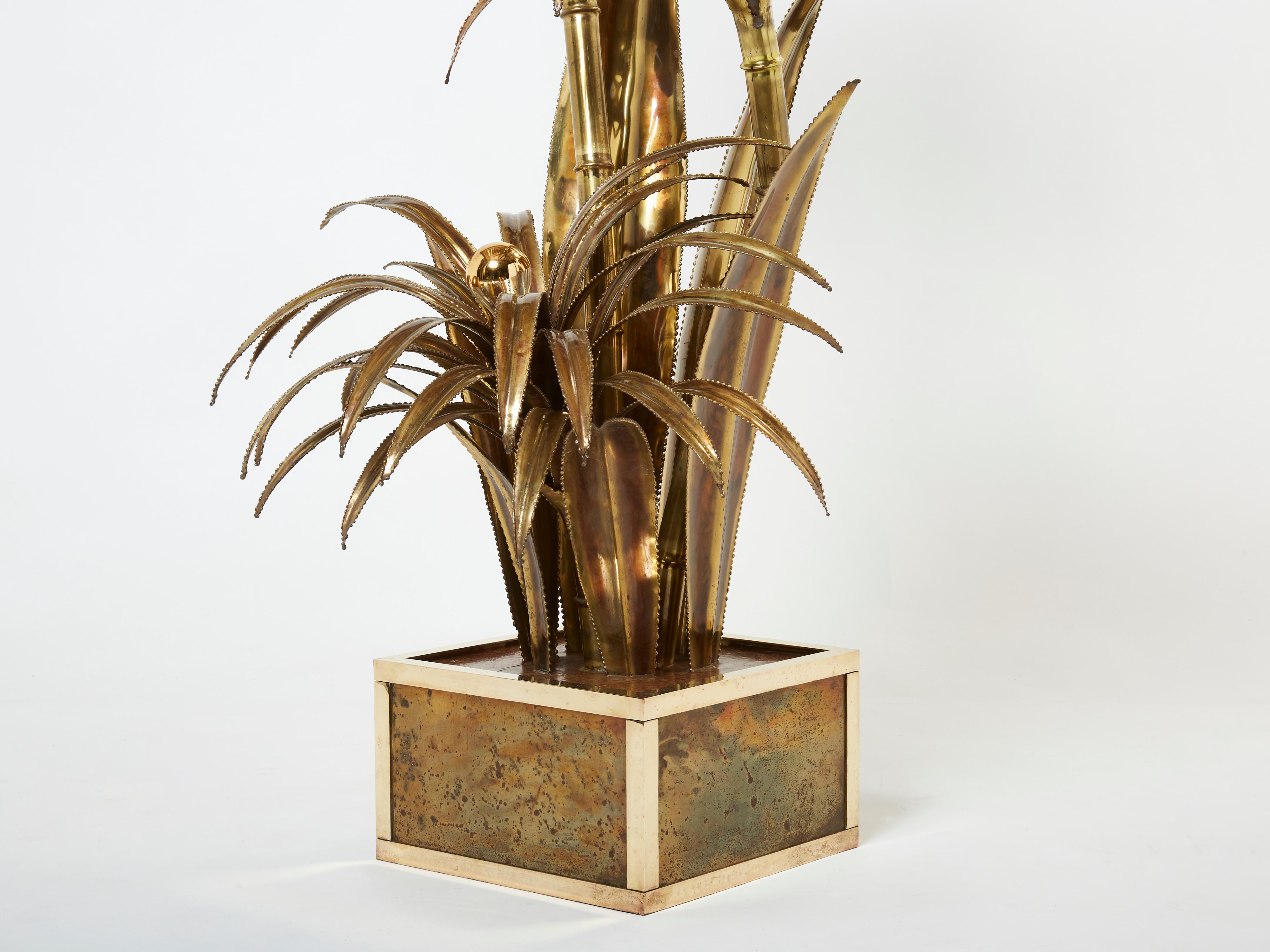 Maison Jansen French Brass Palm Tree Floor Lamp 1970s 2