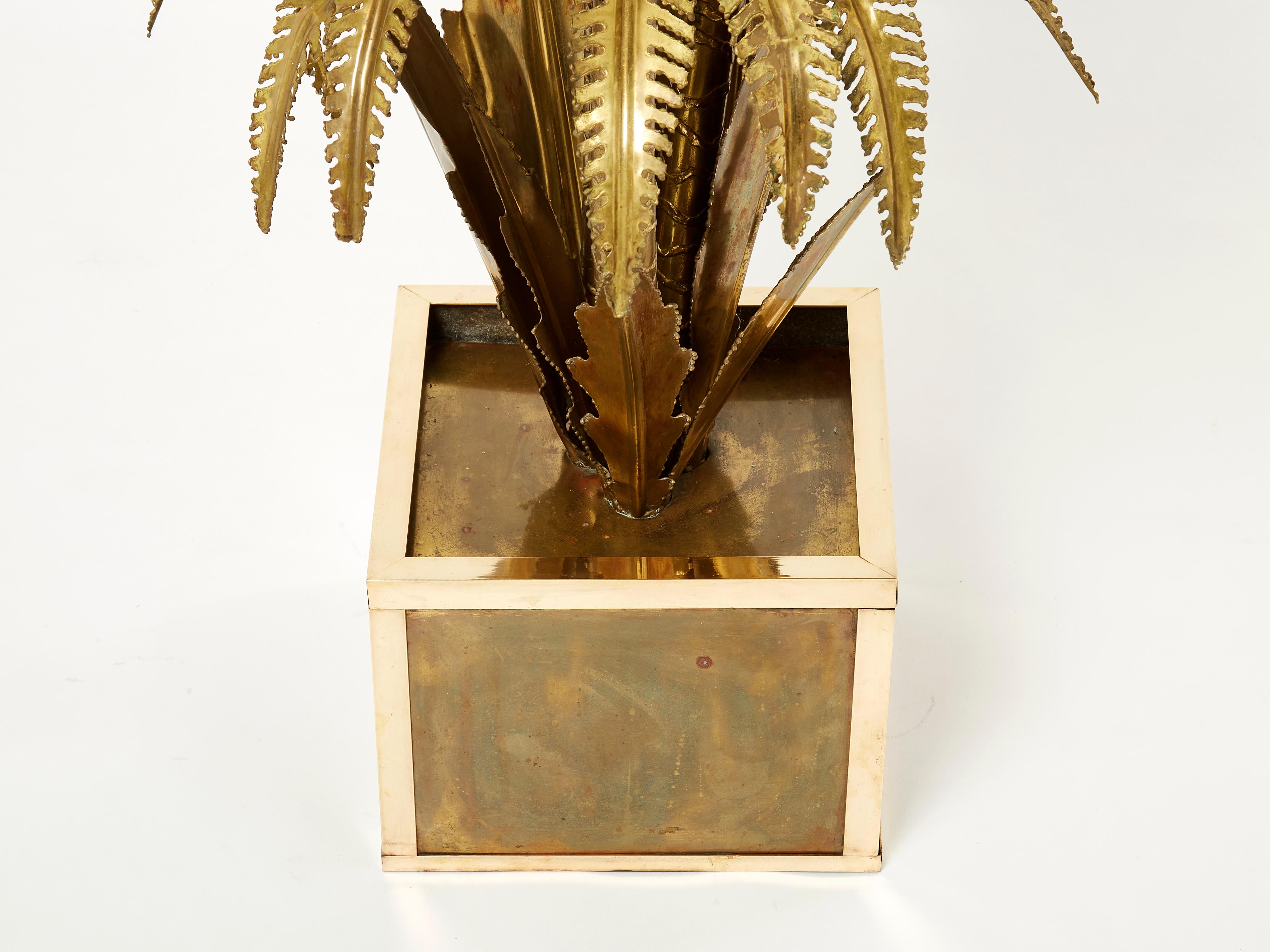 Maison Jansen French Brass Palm Tree Floor Lamp, 1970s 3