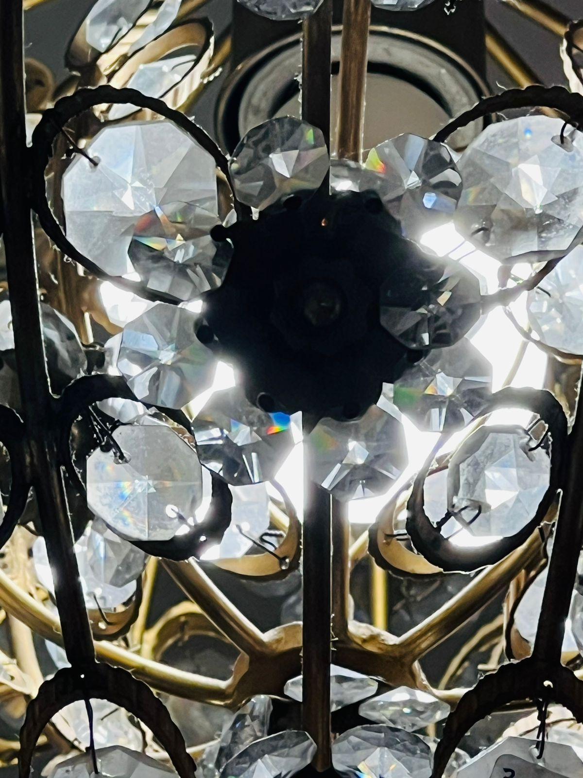 Mid-Century Modern French chandelier glass and metal circa 1970, Possibly Maison Jansen For Sale