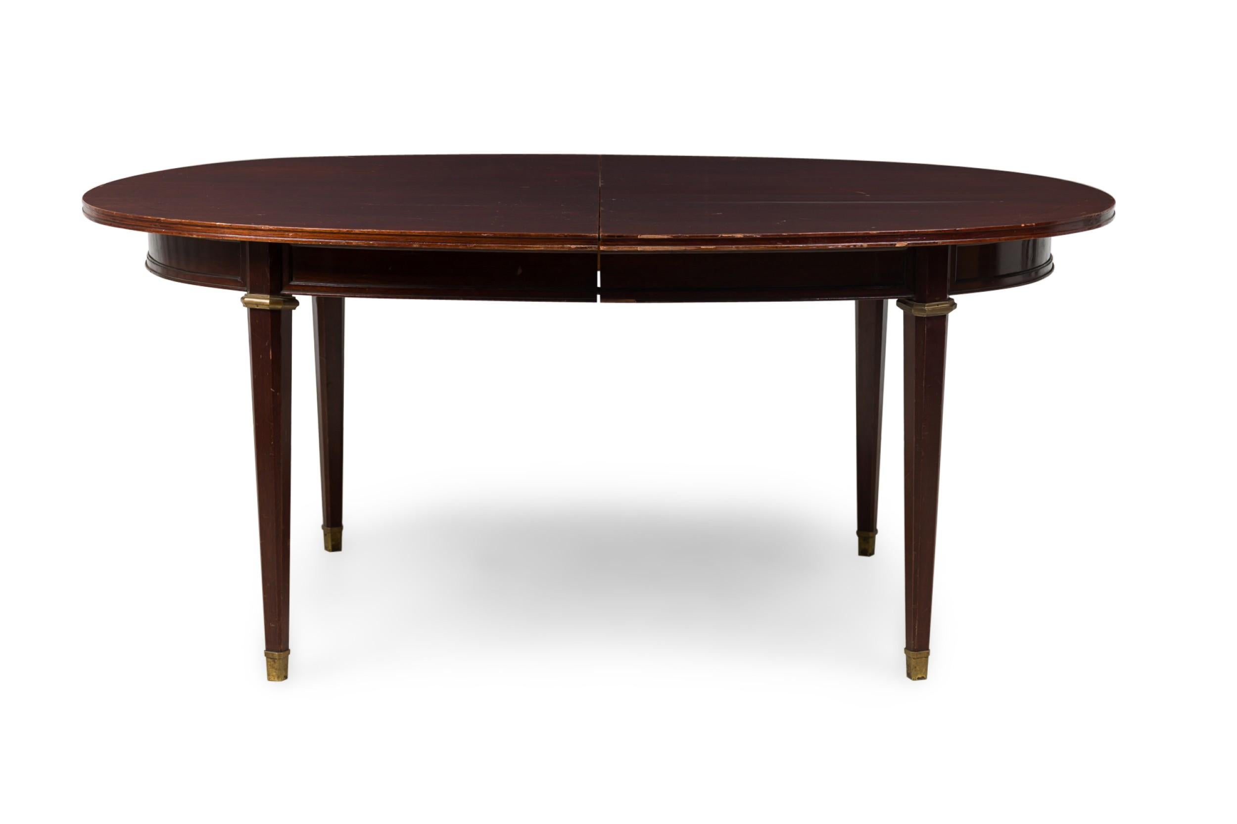 Maison Jansen Mesa extensible de comedor / conferencia francesa de caoba y bronce Hecho a mano en venta