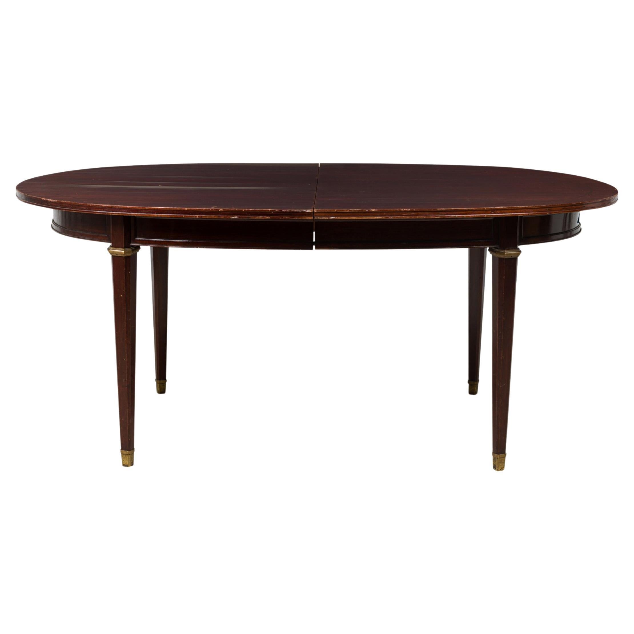 Table de conférence/de salle à manger à rallonge française Maison Jansen en acajou et bronze
