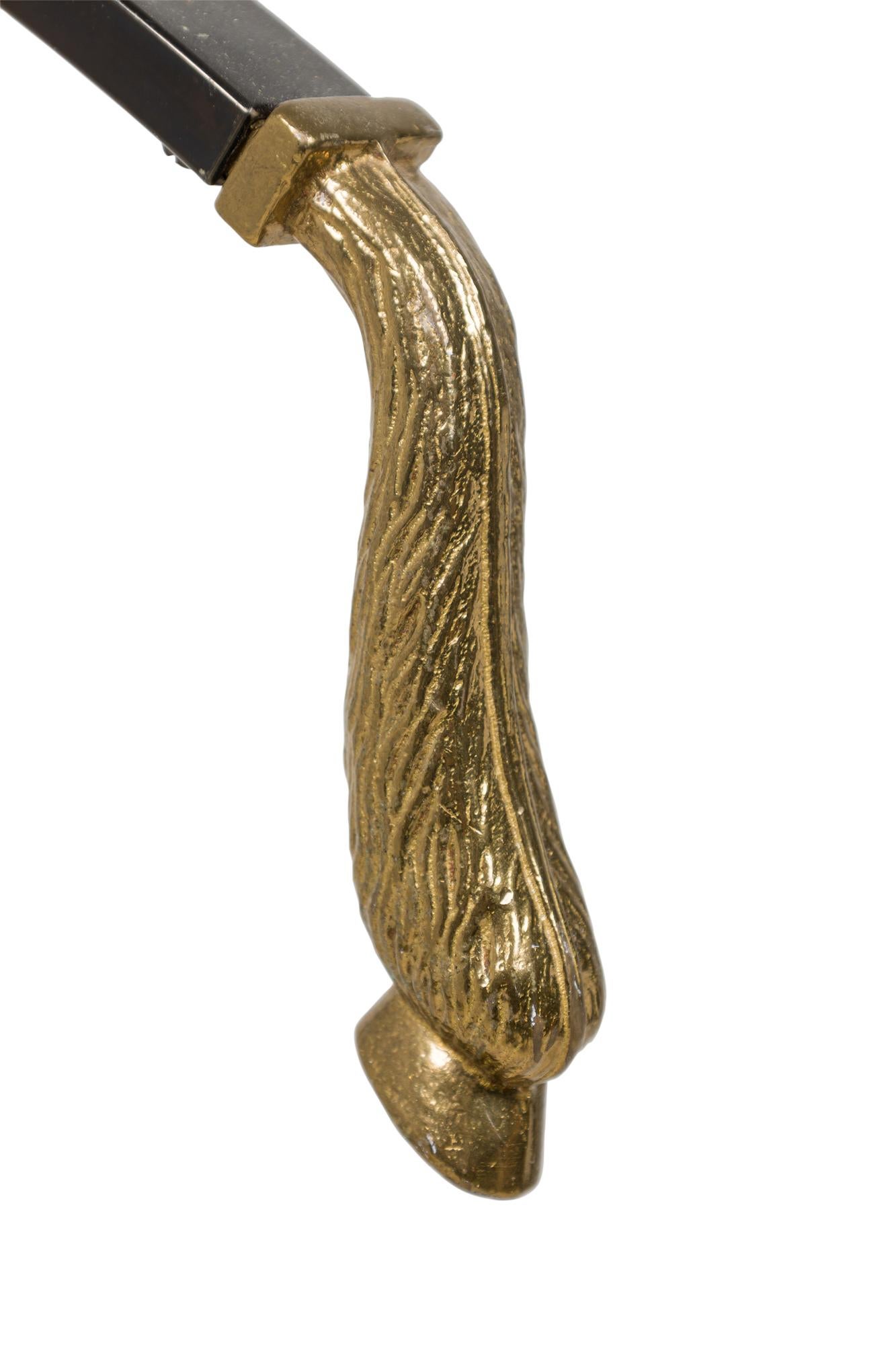 Maison Jansen French Mid-Century Black Enameled Steel and Brass Valet with Ram H For Sale 2