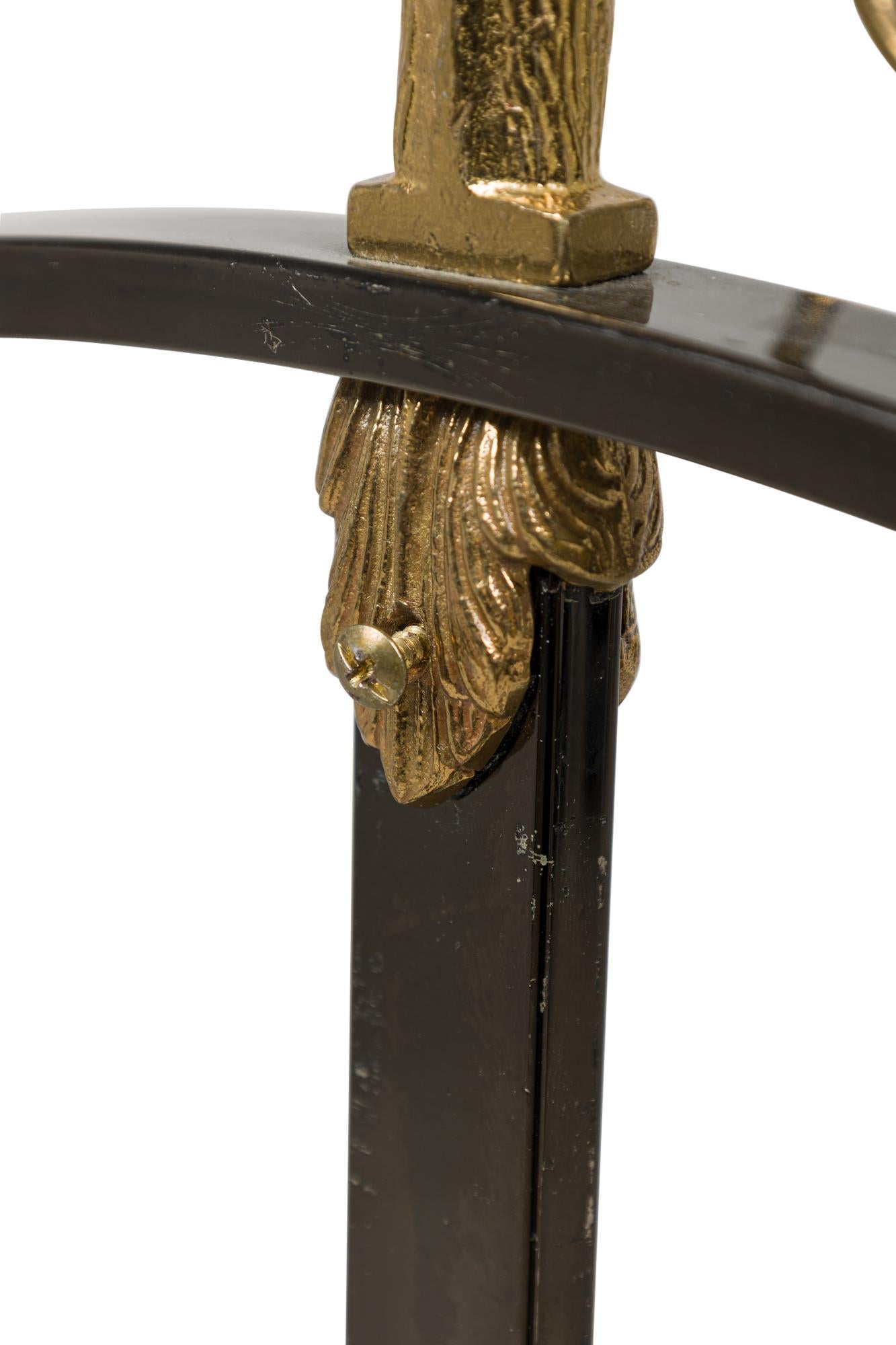Maison Jansen French Mid-Century Black Enameled Steel and Brass Valet with Ram H For Sale 3